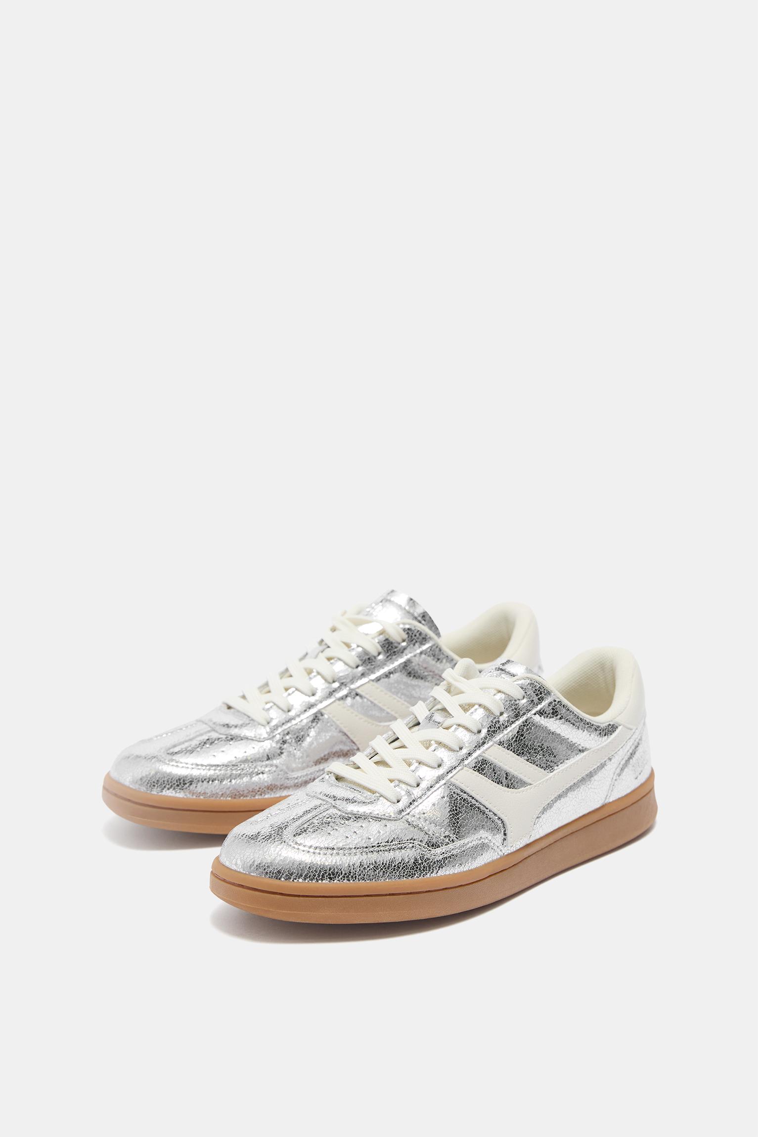Metallic retro trainers — Silver