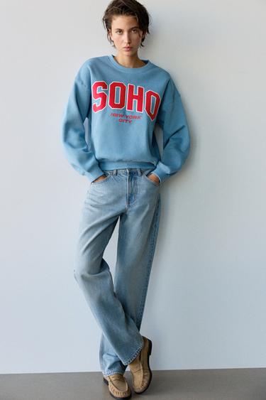 Graphic round neck sweatshirt — Medium blue 4