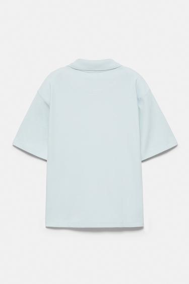 Short sleeve waffle-knit polo shirt — Sky blue 6