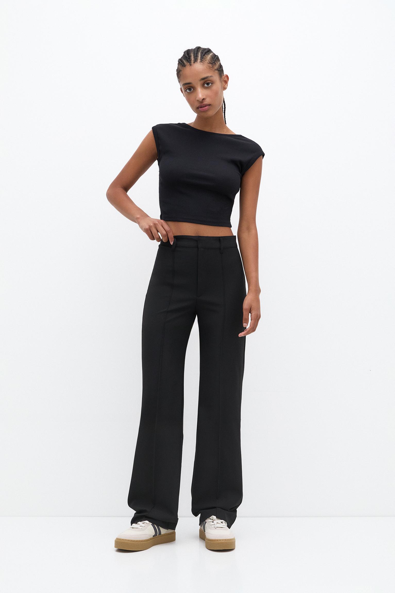 Smart trousers with seam detail — Black