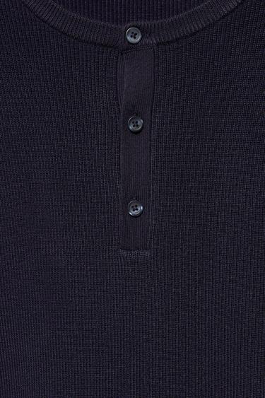 Henley collar jumper — Navy 7