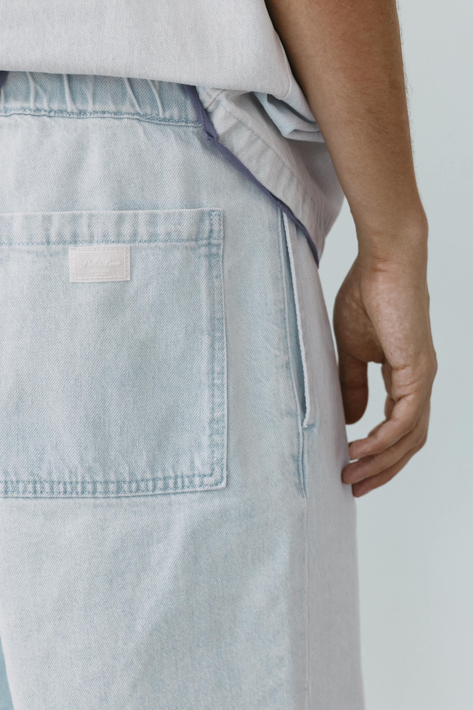 Relaxed denim Bermuda shorts — Sky blue