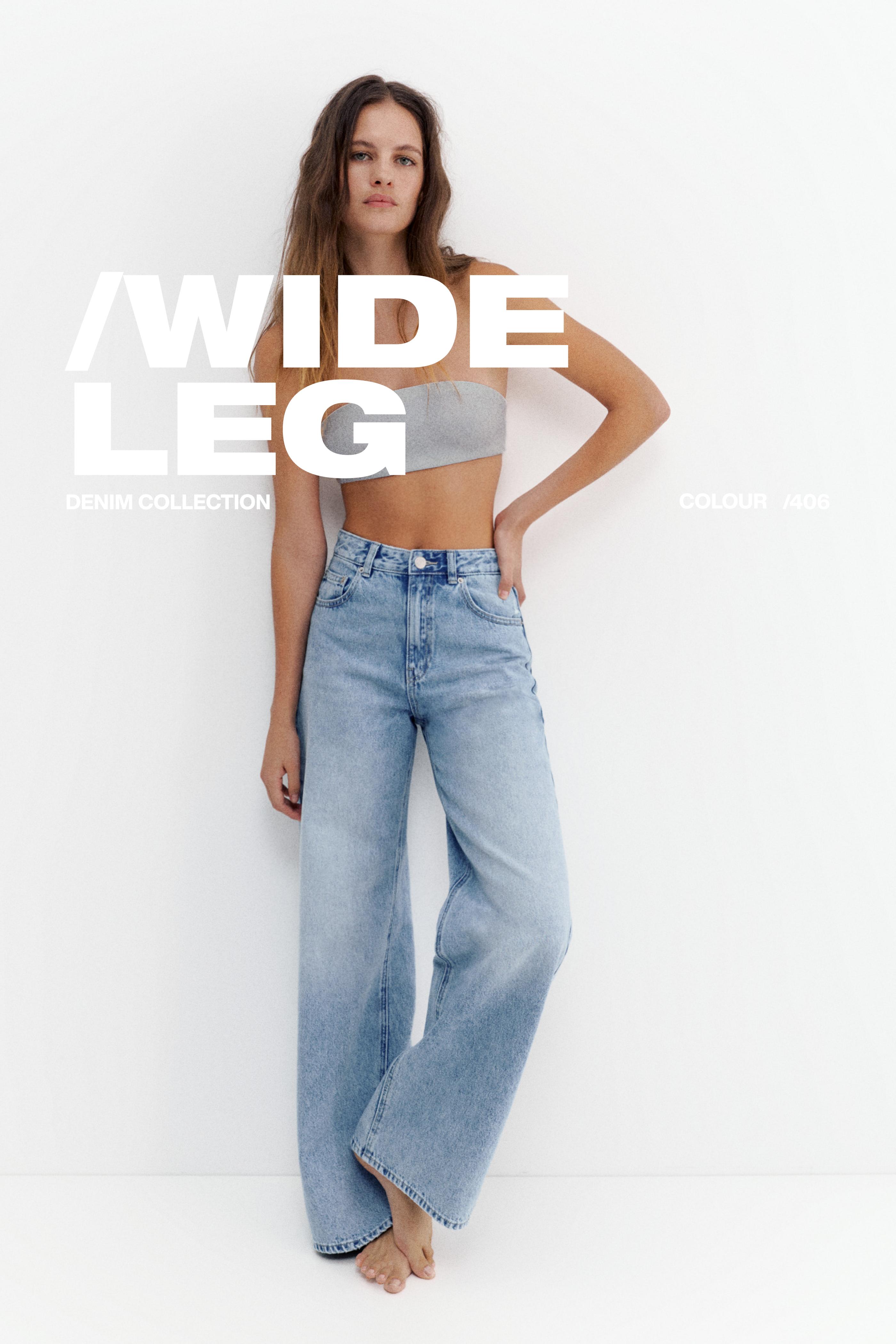 High-waist wide-leg jeans — Pale blue