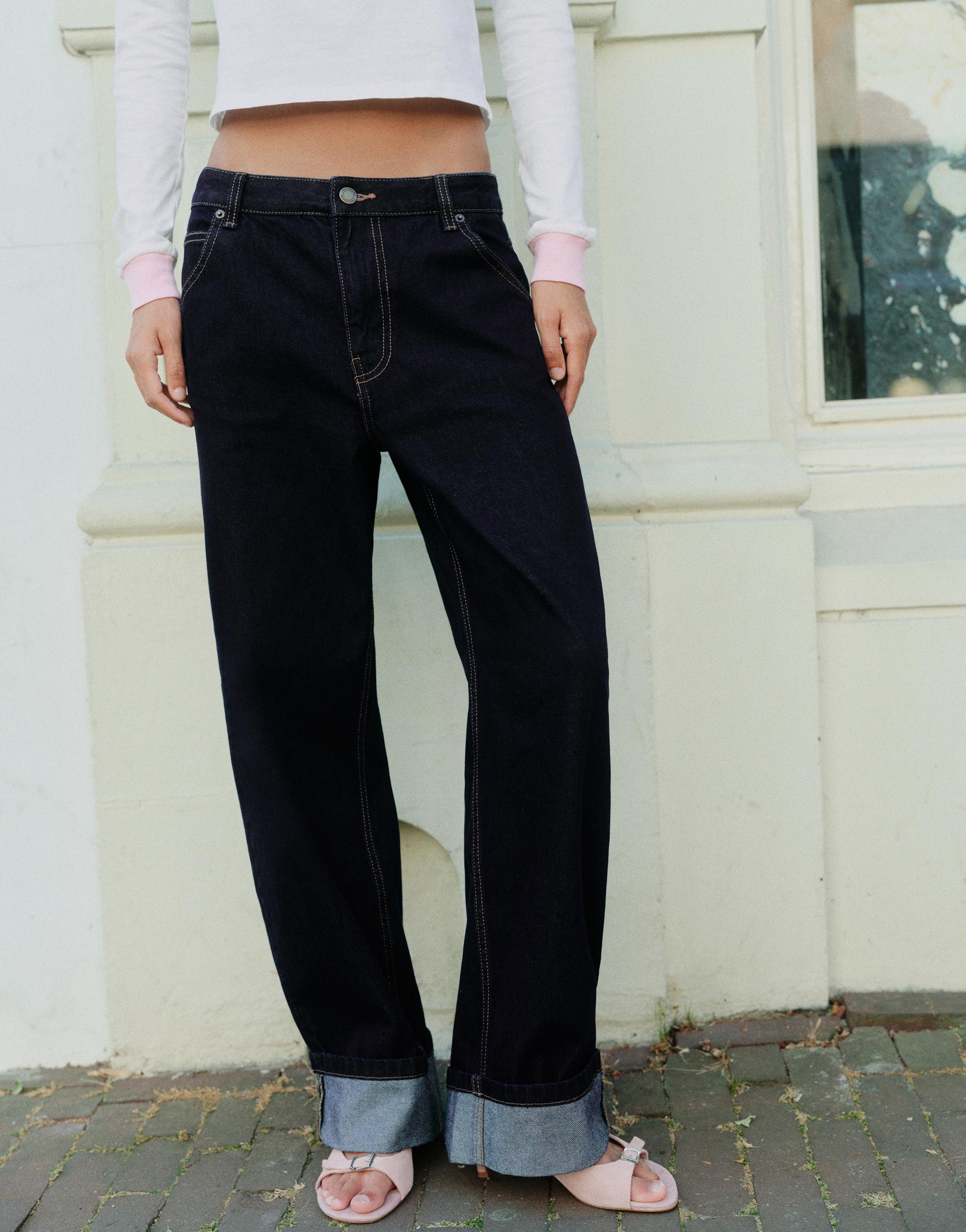 Turn-up hem jeans — Dark navy