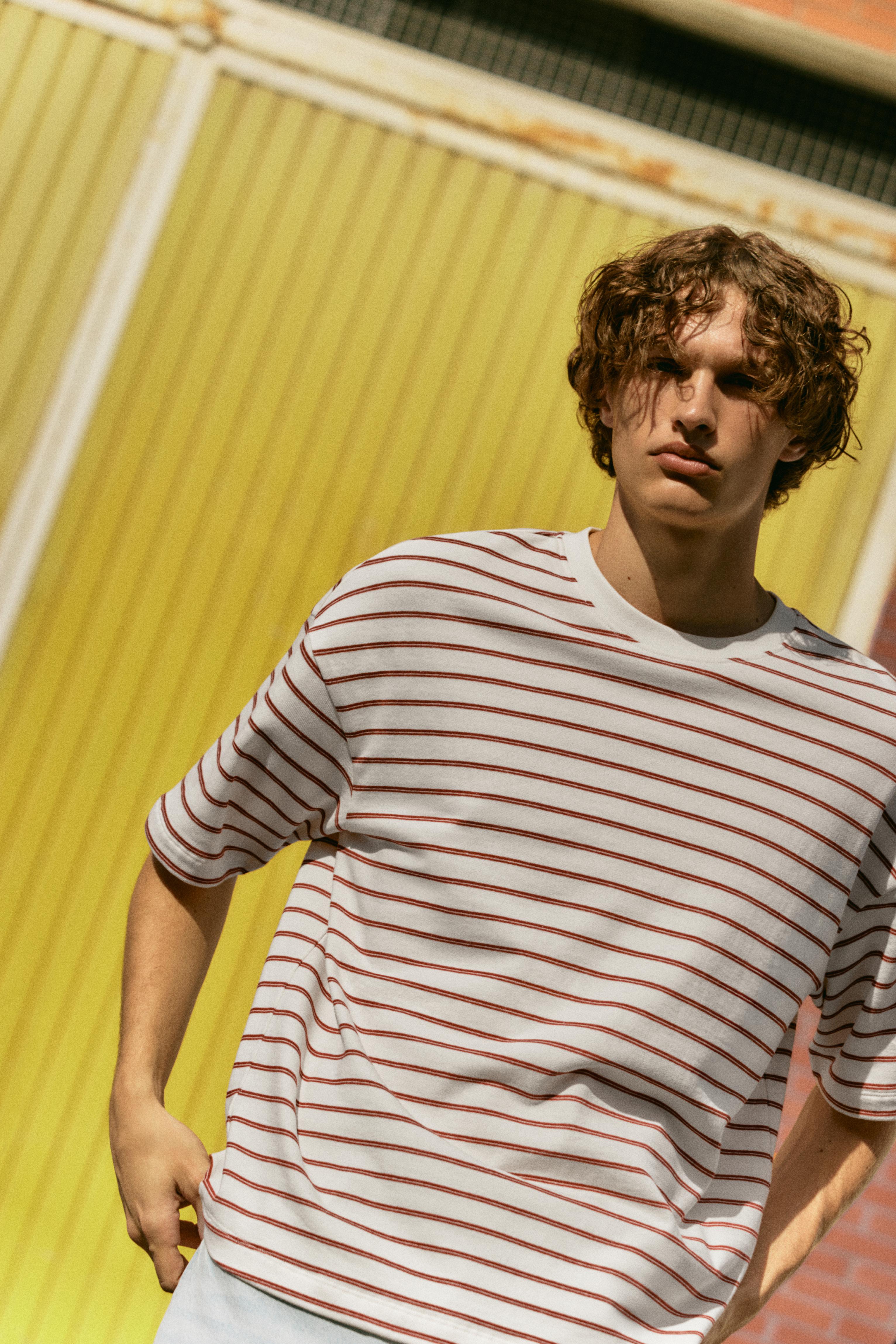 Striped boxy-fit T-shirt — Off white