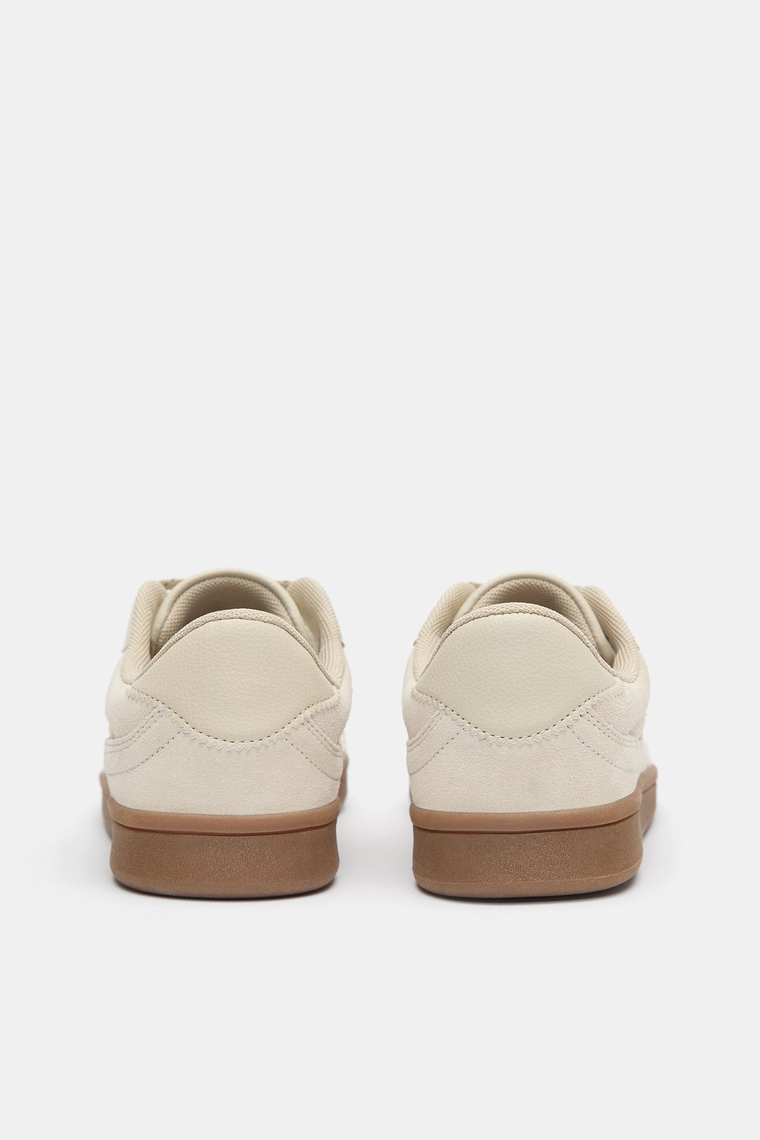 Split leather sneakers — Ecru