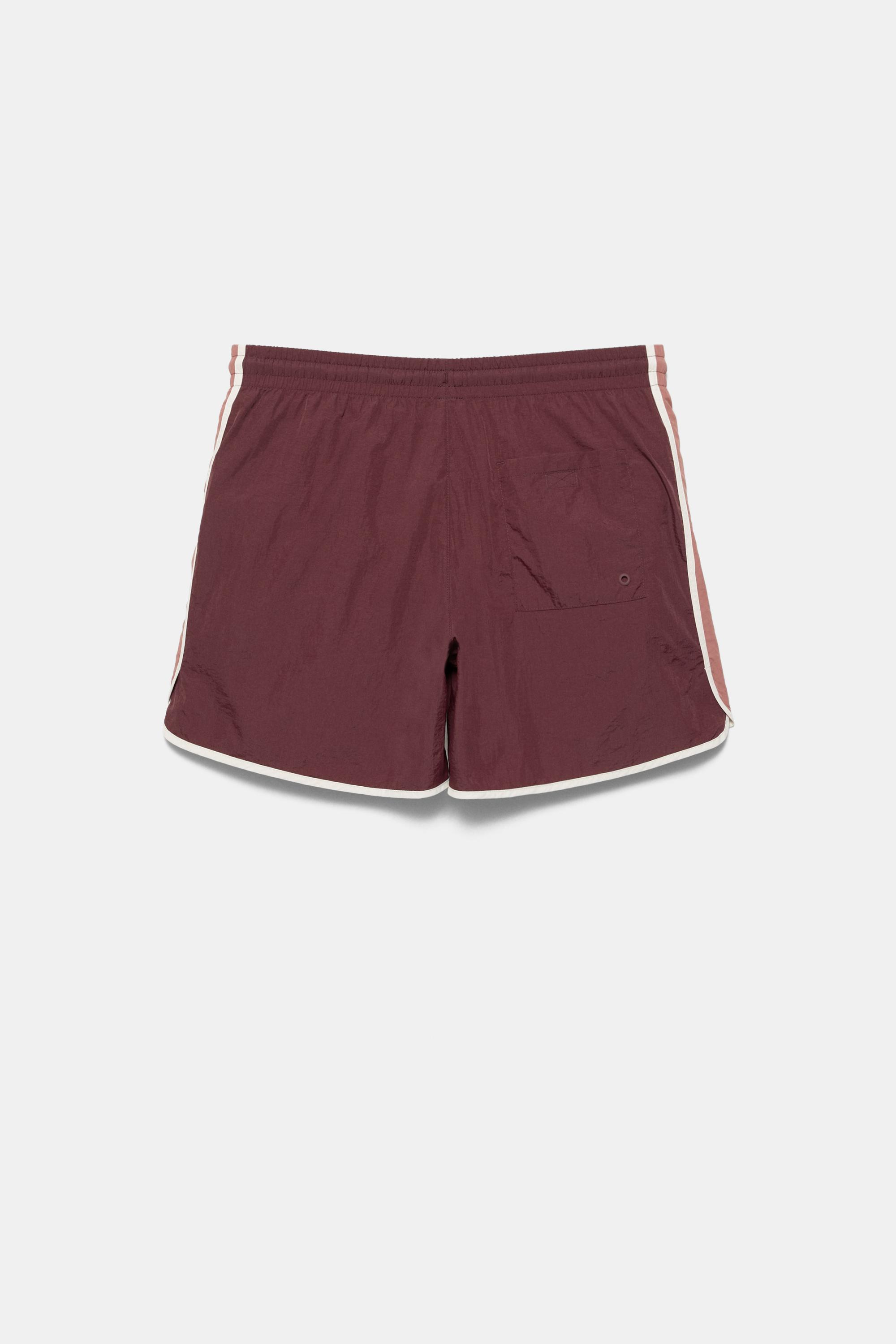 Contrast panel swimming trunks — Brown