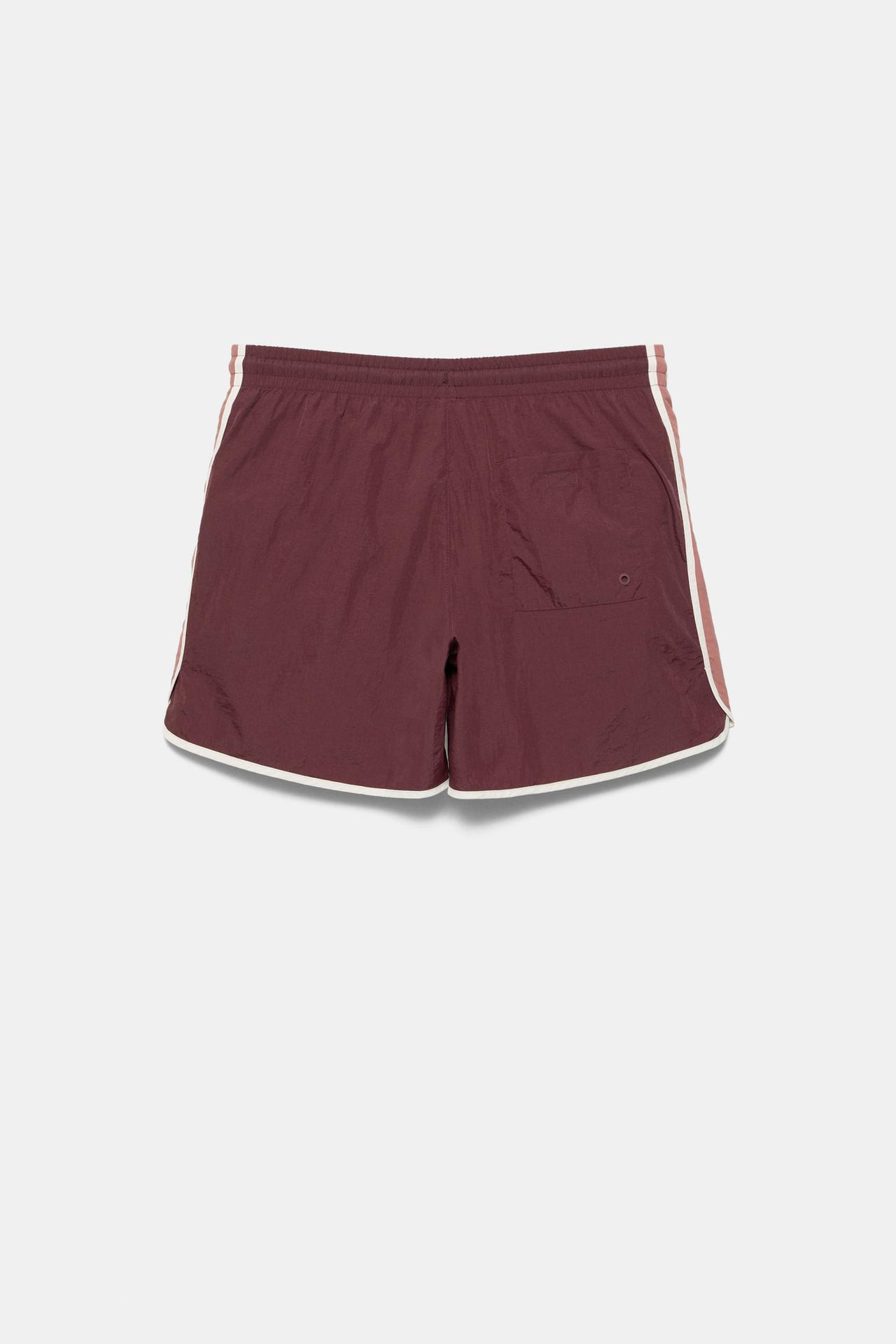 Contrast panel swimming trunks — Brown