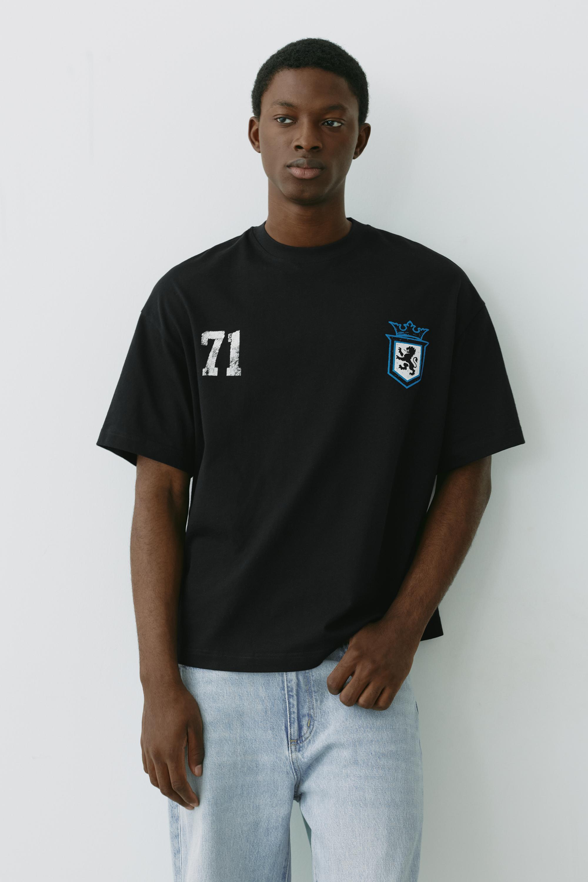 STWD boxy-fit lion graphic T-shirt — Black