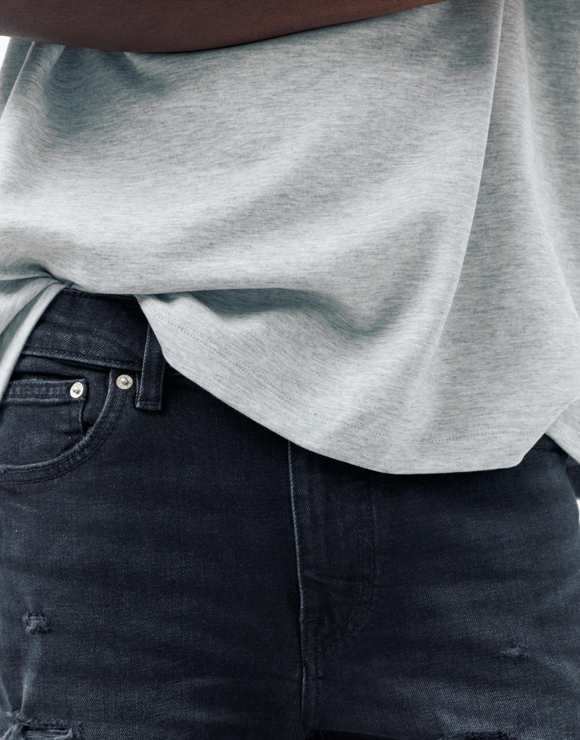 Ripped denim Bermuda shorts — Faded black