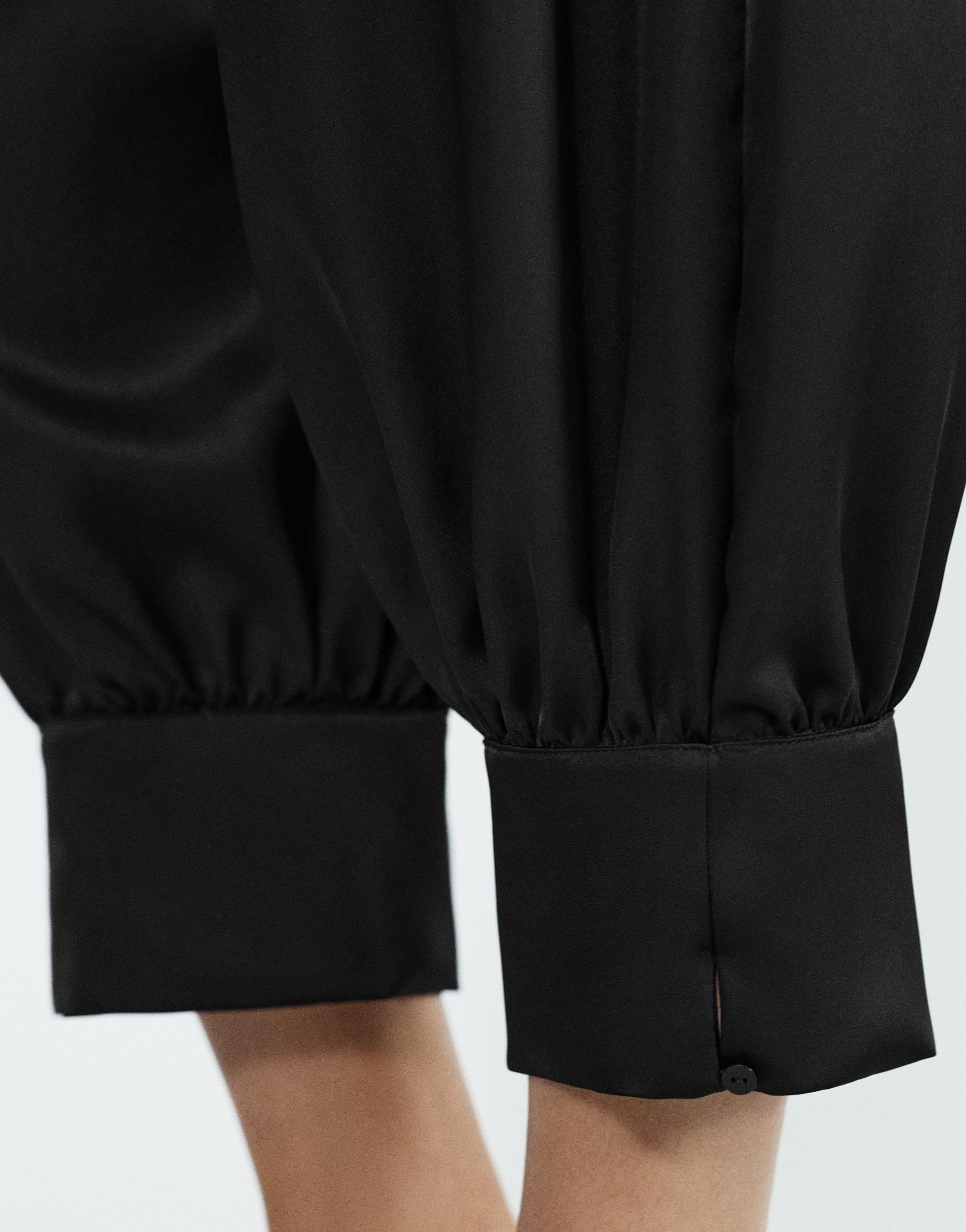 Satin sarouel capris — Black