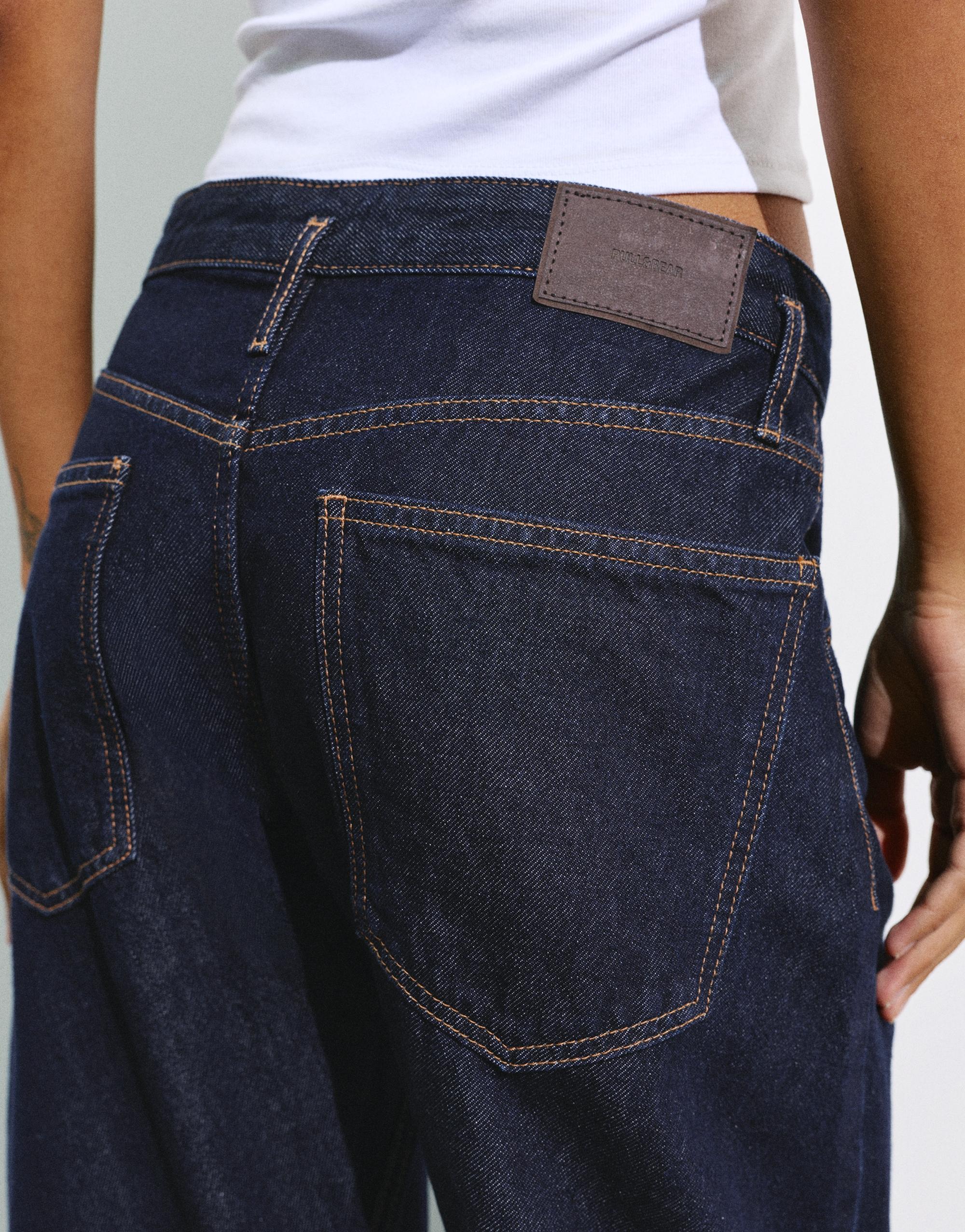 Low-rise barrel jeans — Navy