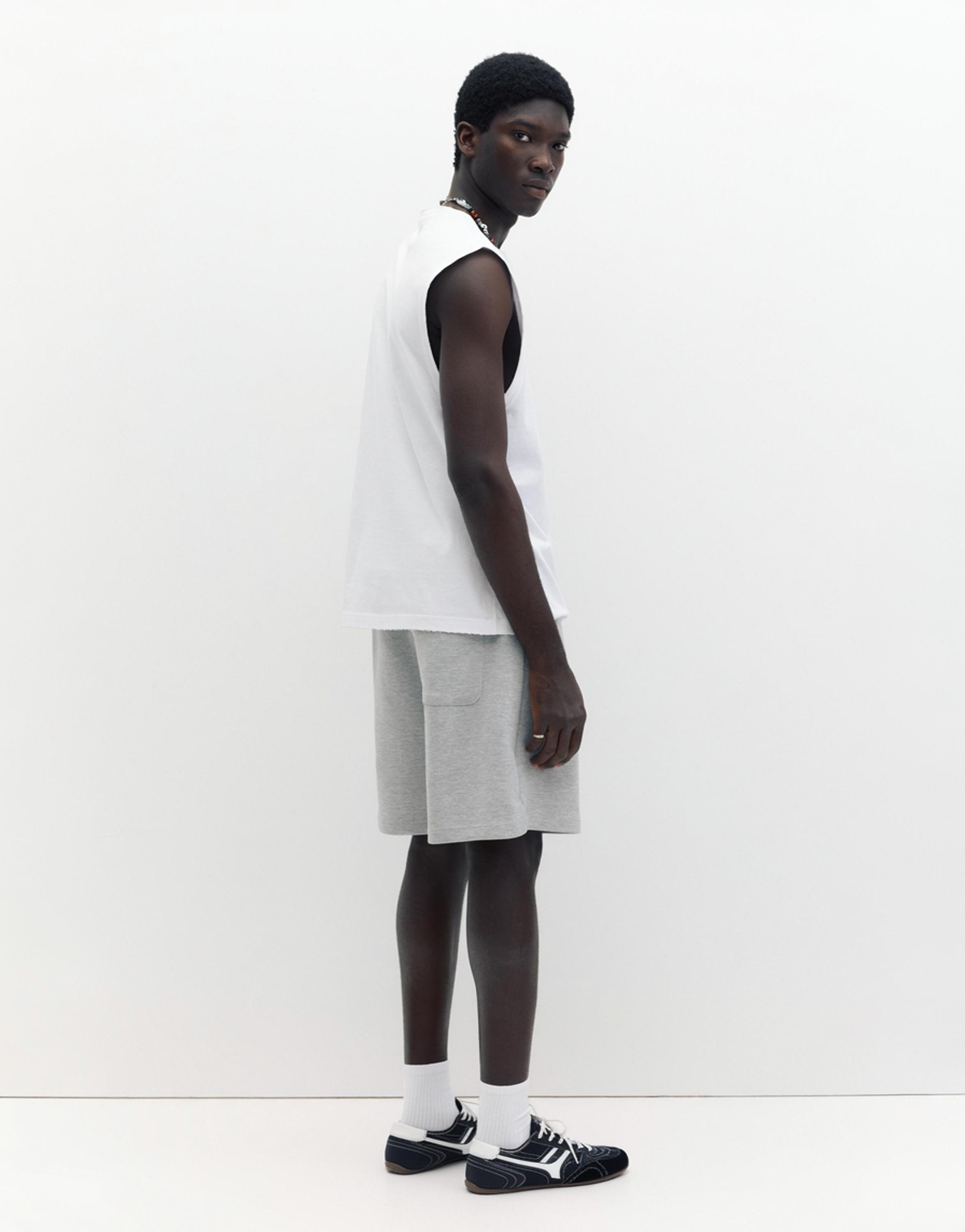 Regular fit jogger Bermuda shorts — Grey marl