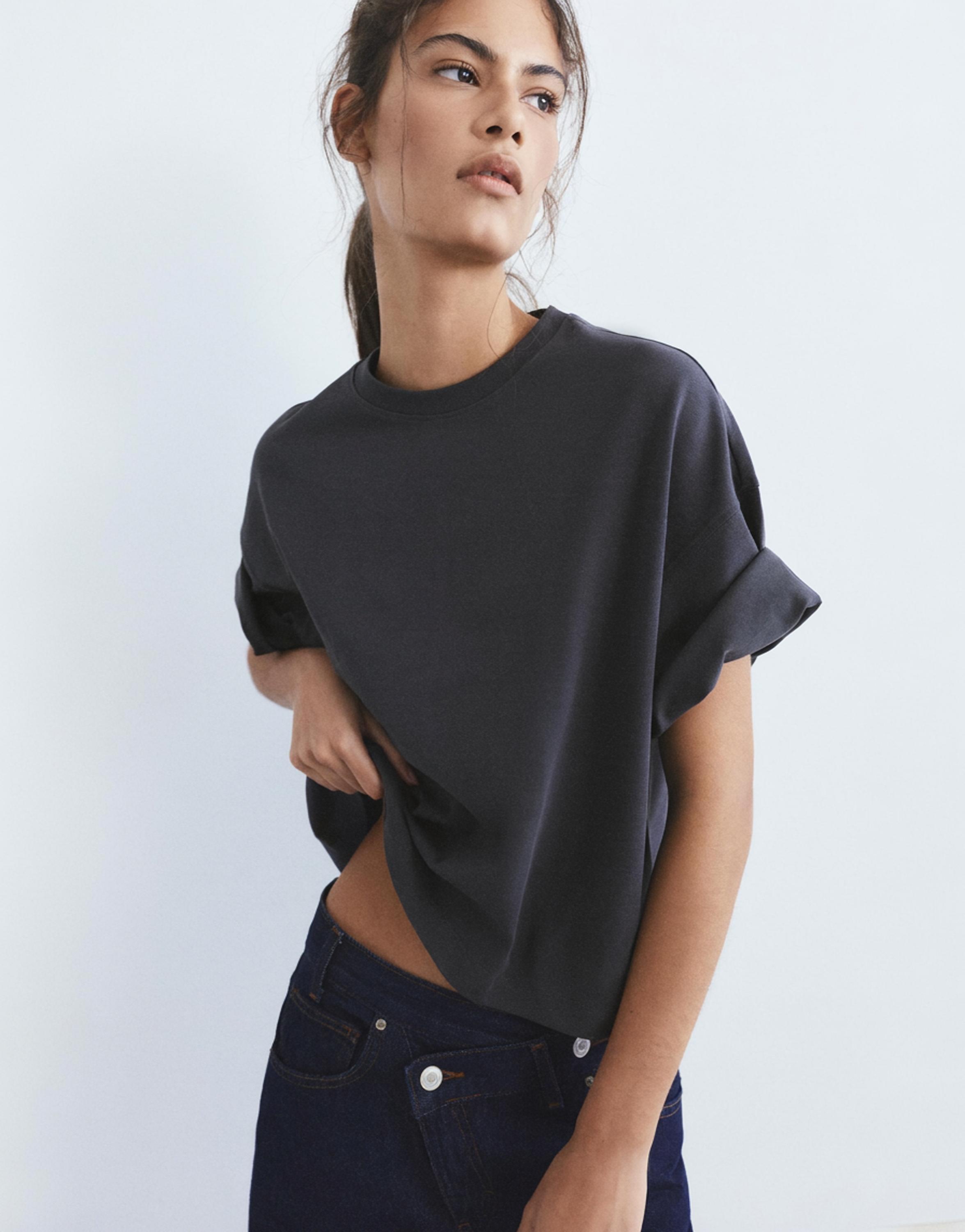 Kısa kollu kutu kesim t-shirt - Görsel 6