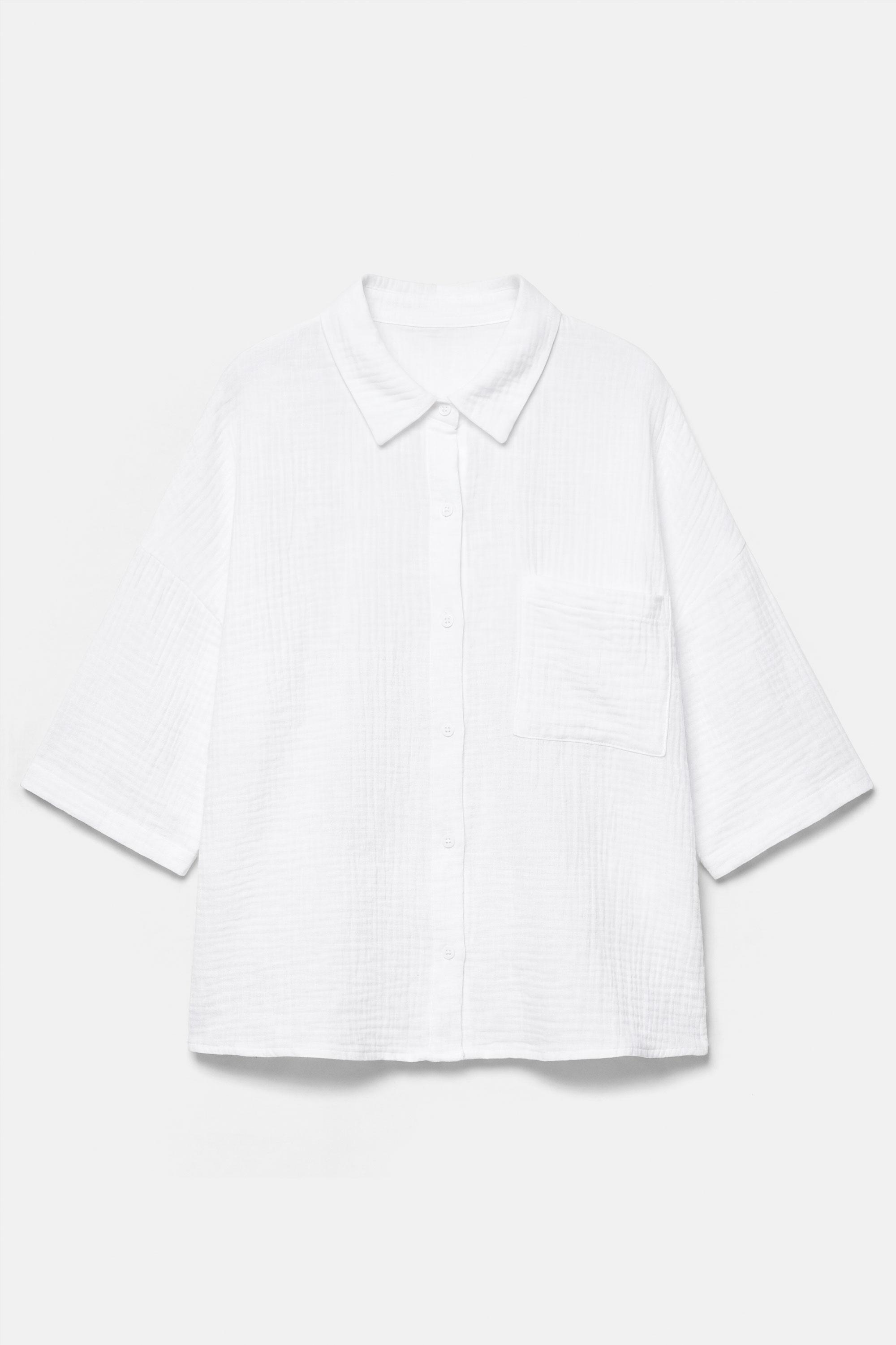 Short sleeve crepe shirt — White
