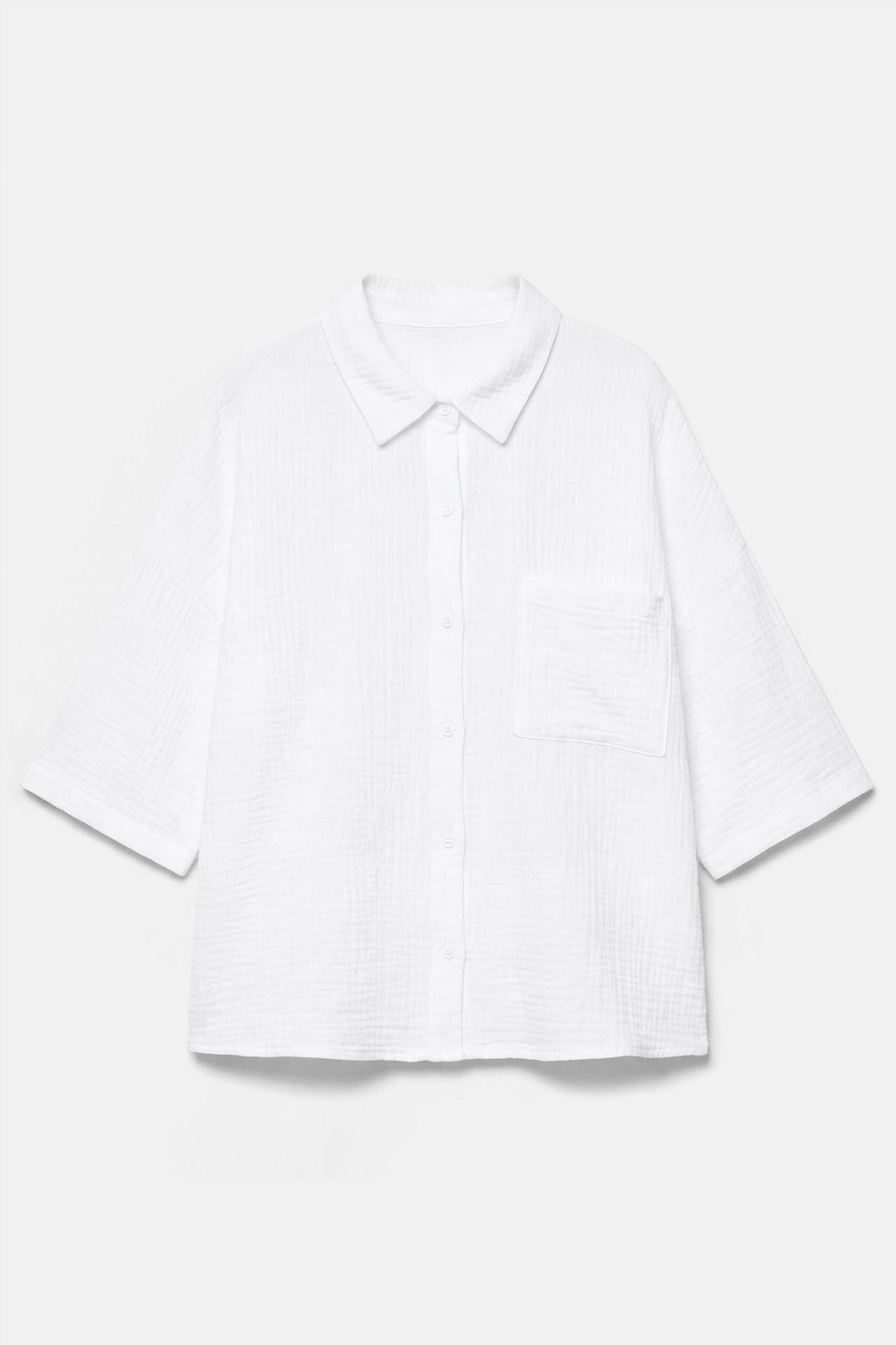 Short sleeve crepe shirt — White
