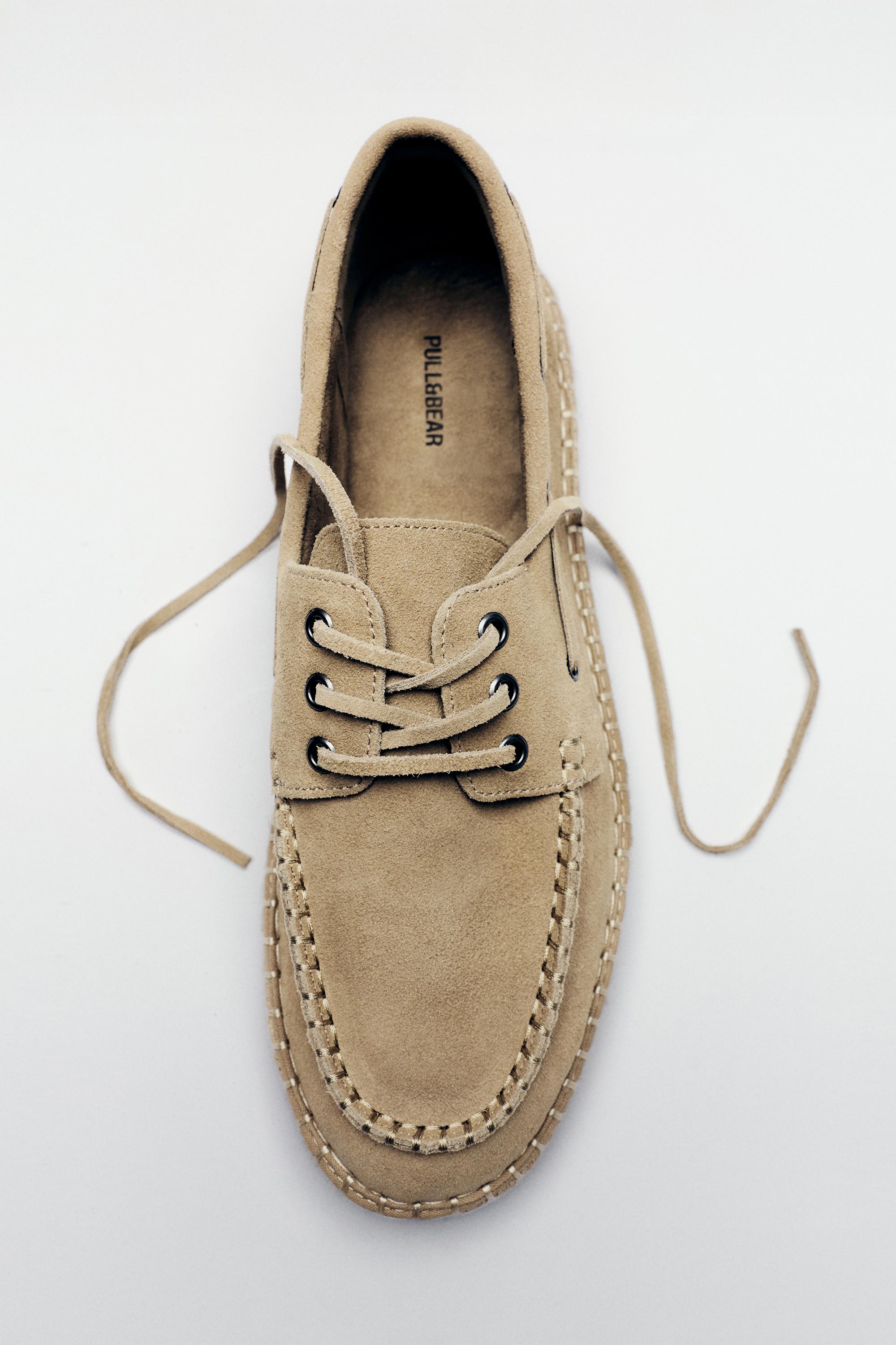 Leather jute boat shoes — Ecru
