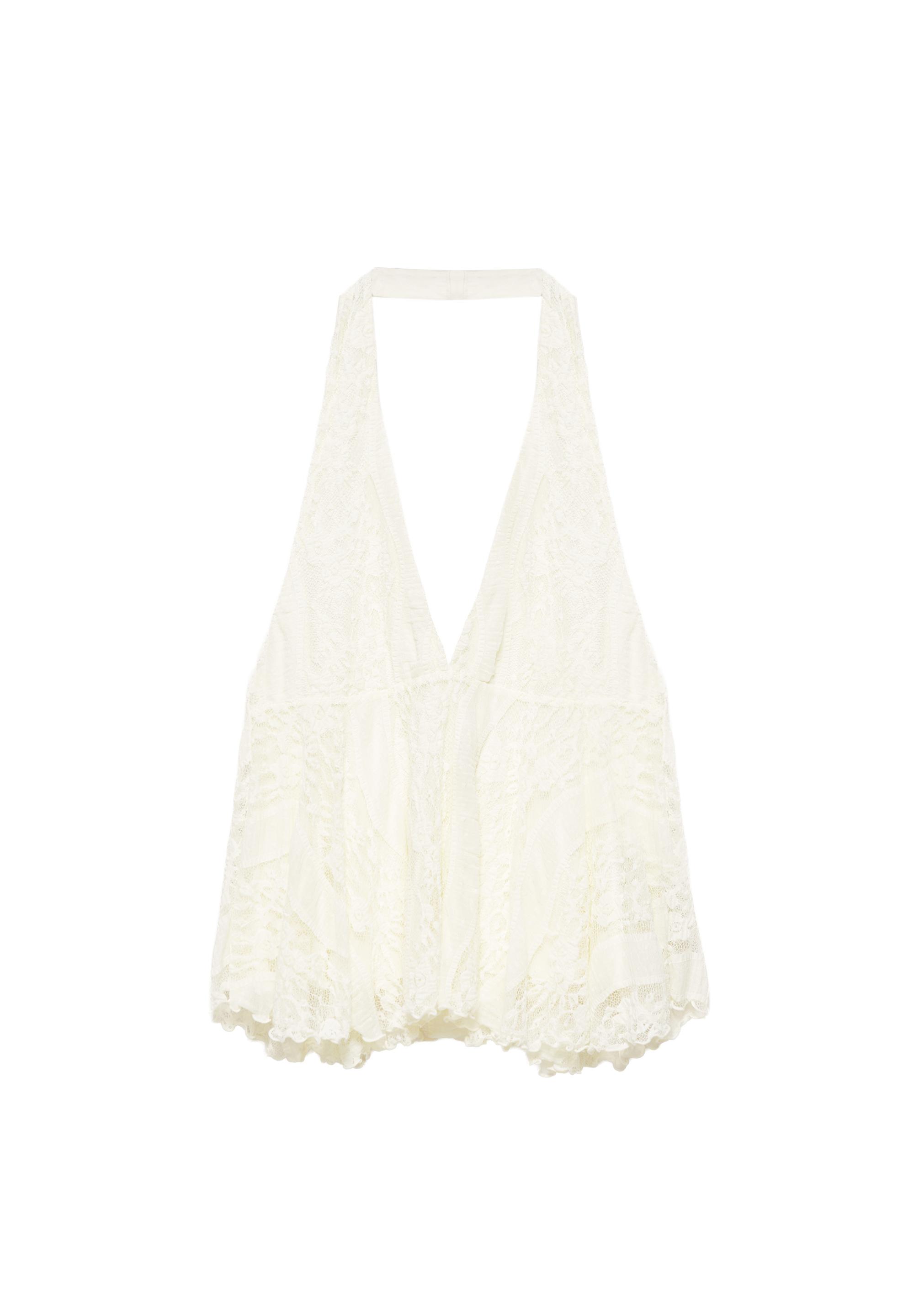 Lace halter top — Ecru