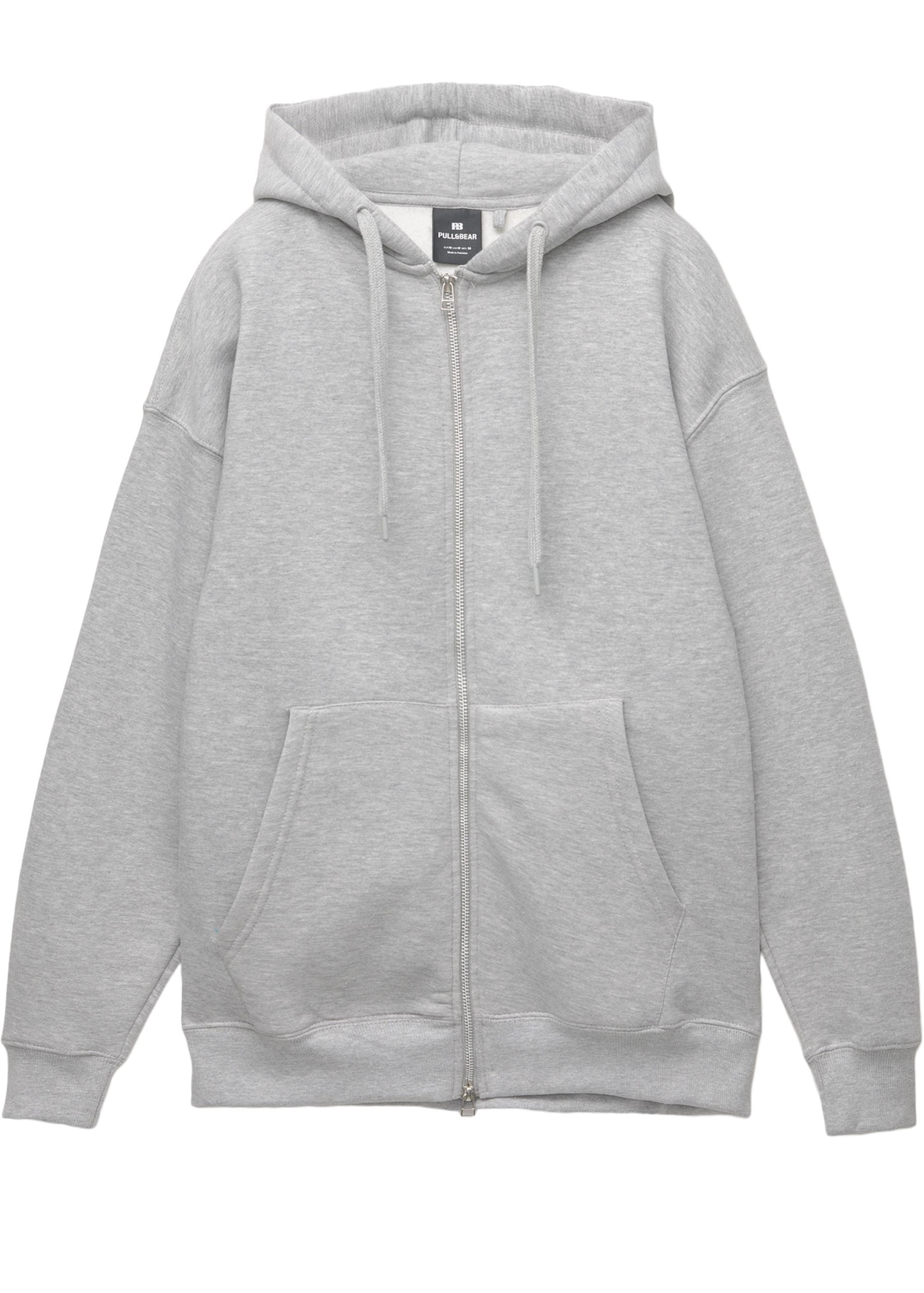 Basic kapüşonlu fermuarlı sweatshirt - Görsel 4