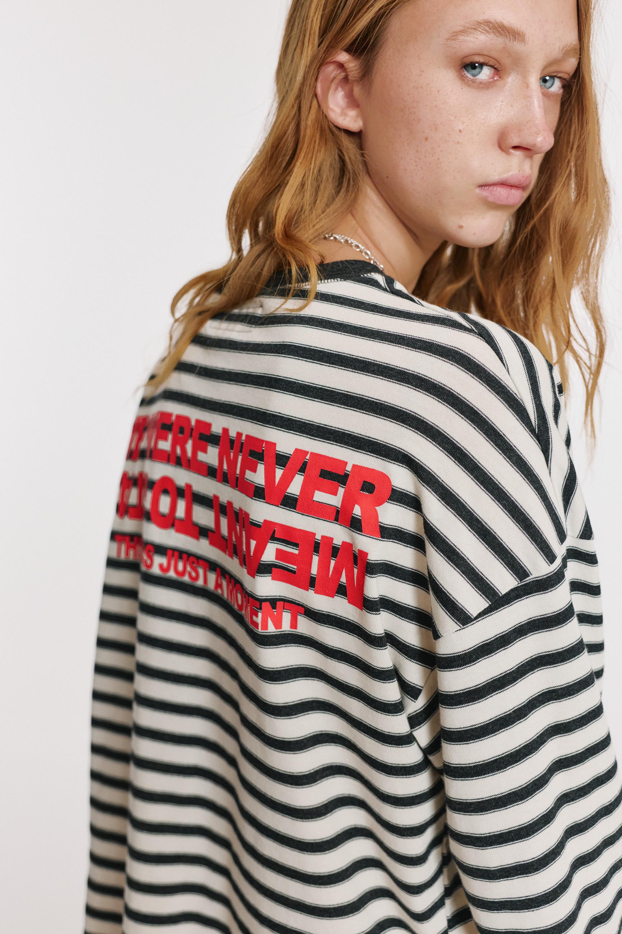 Striped T-shirt with text — Ice