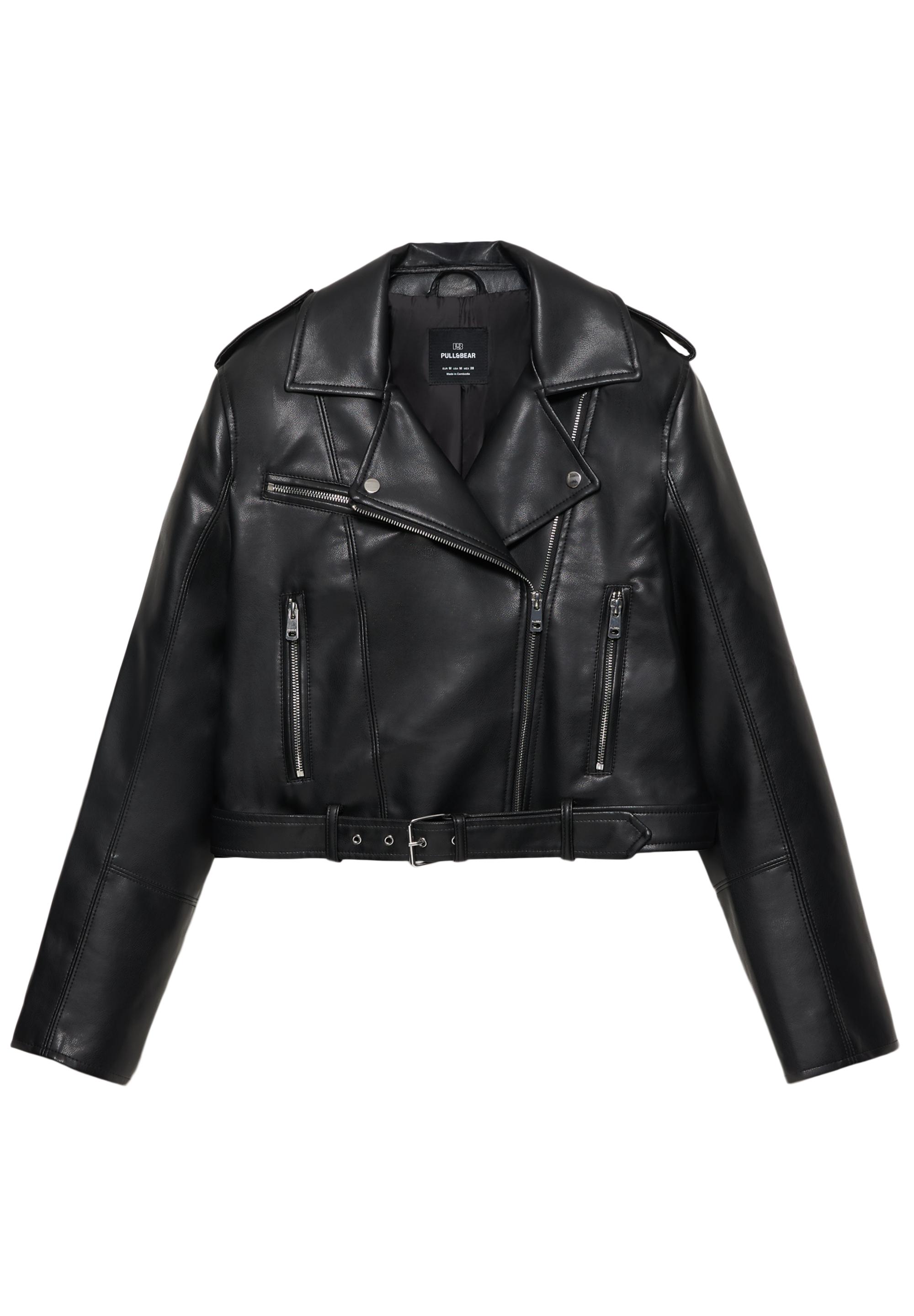 Leather effect biker jacket — Black