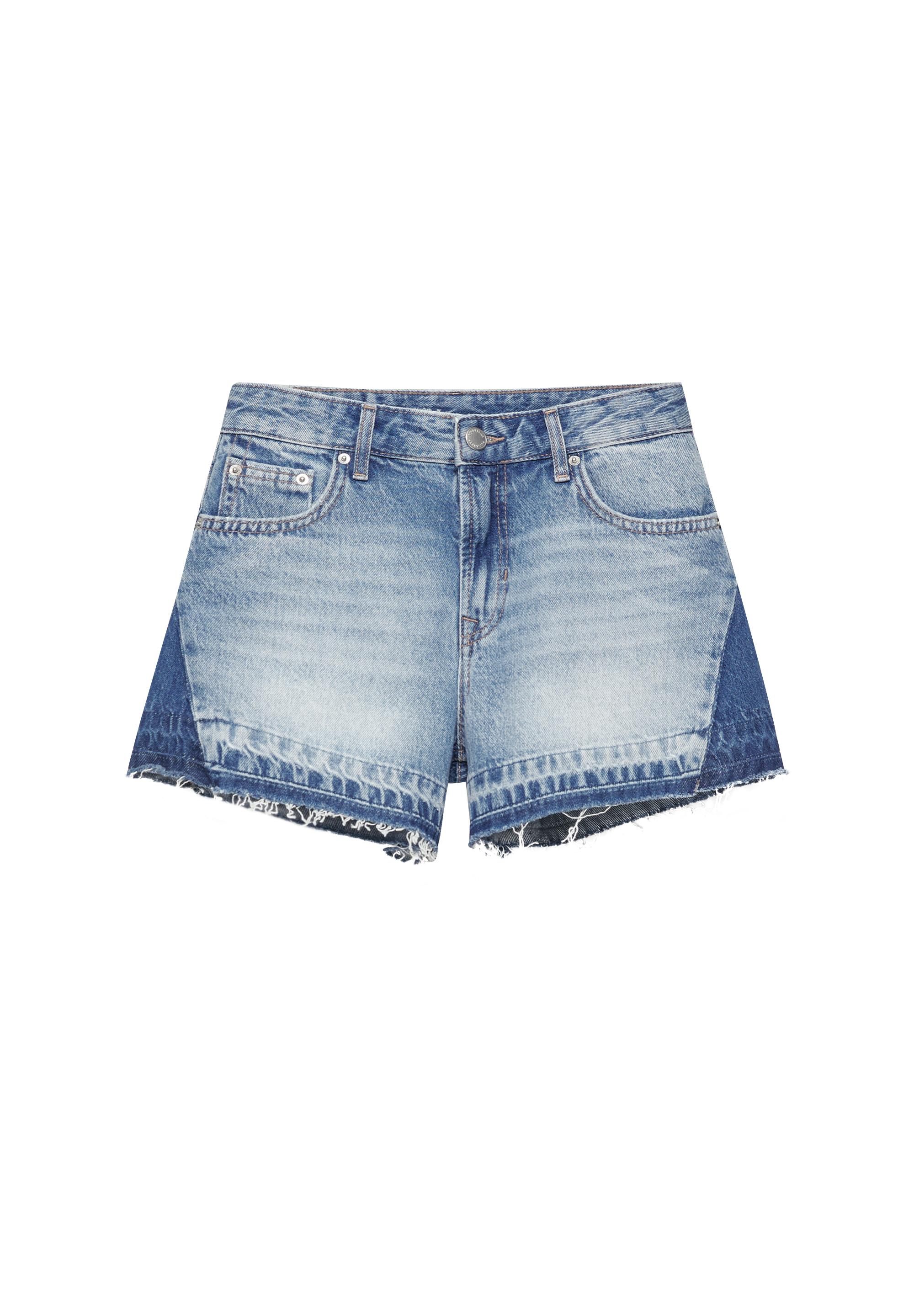 Patchwork denim Bermuda shorts — Medium blue
