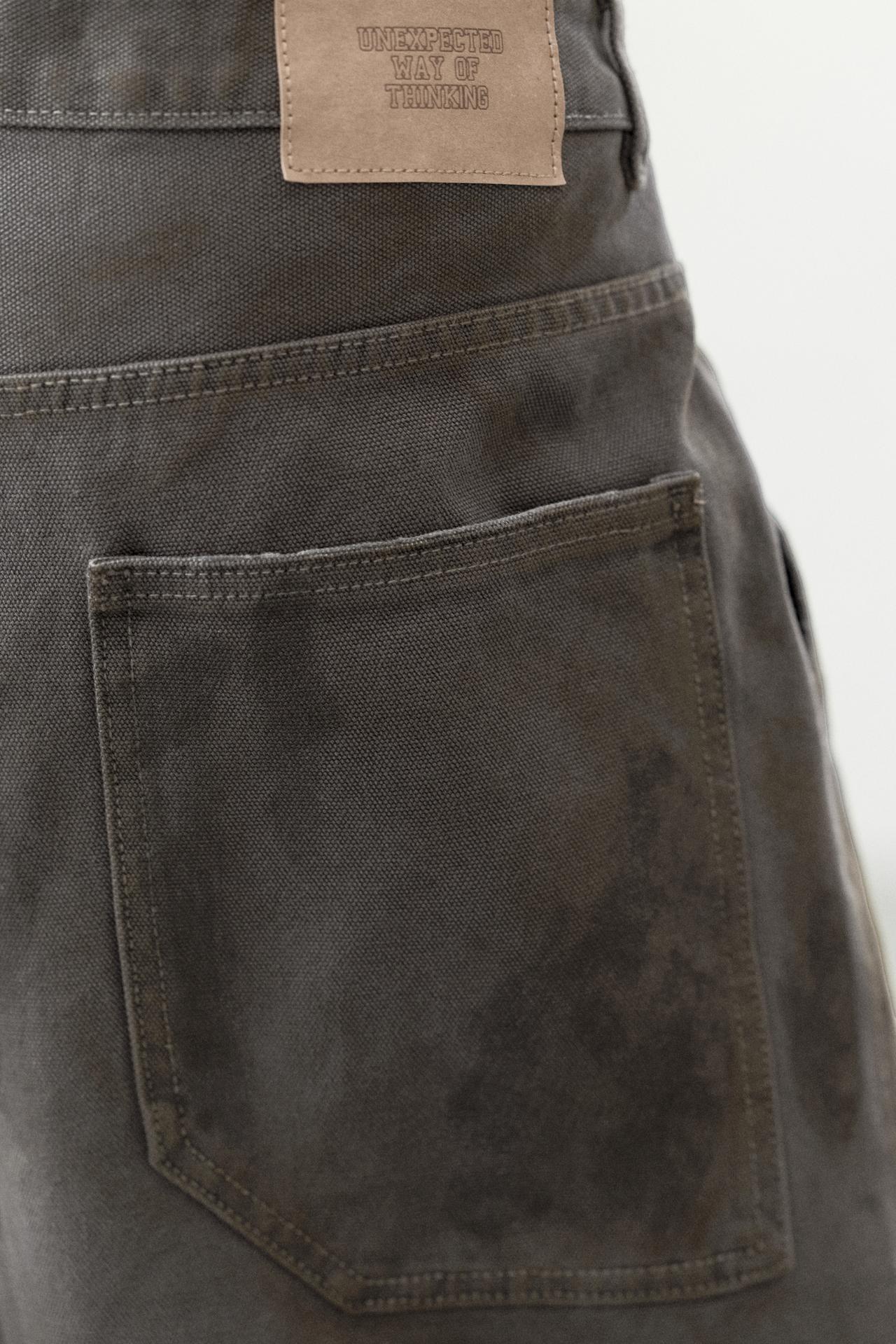Washed-finish straight trousers — Steel blue