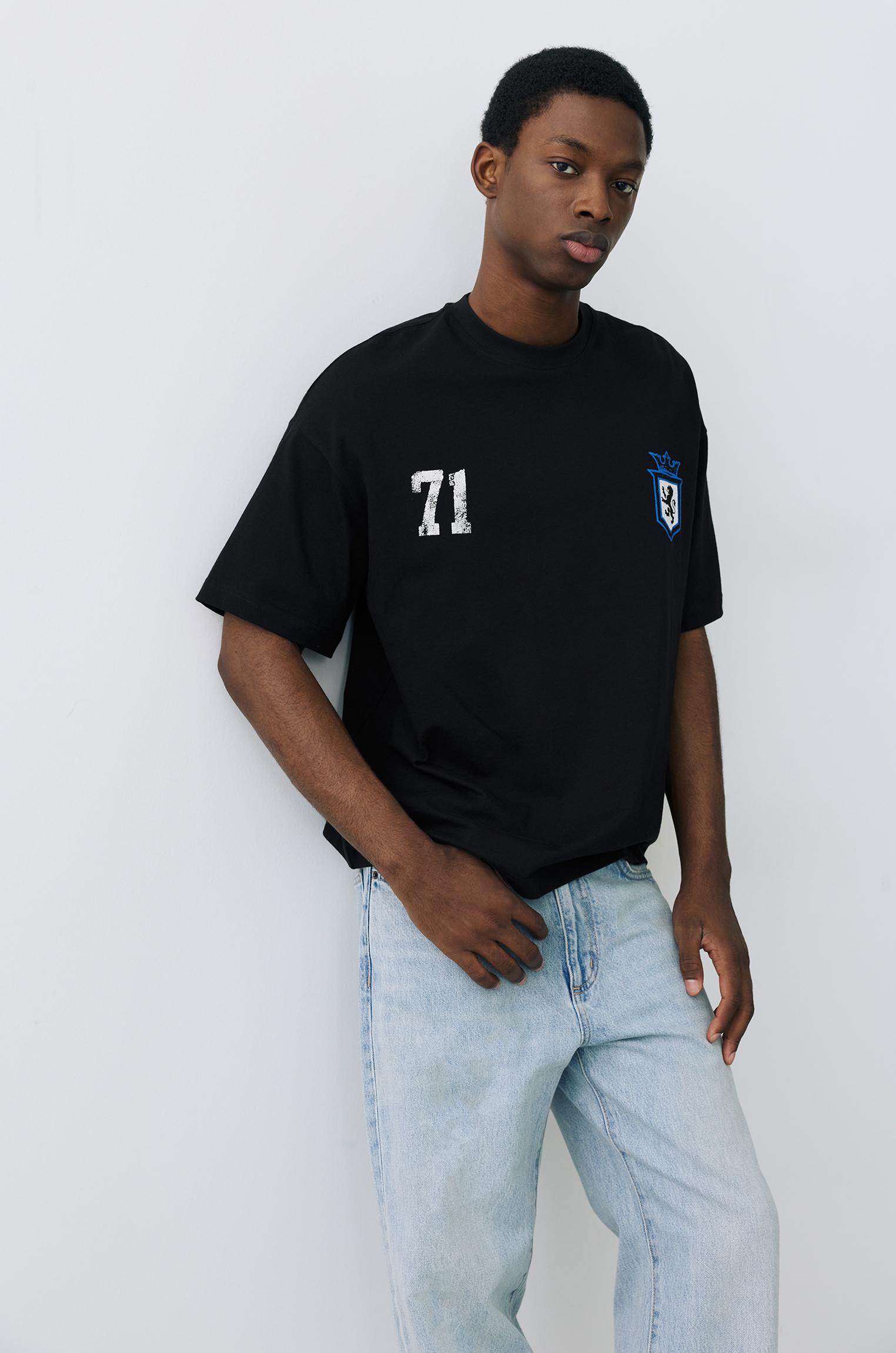 STWD boxy-fit lion graphic T-shirt — Black