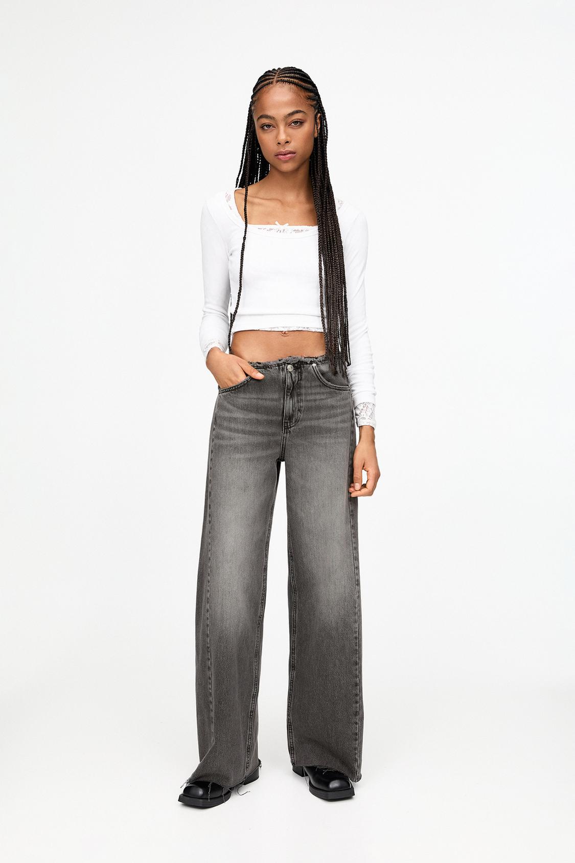 Pantalones Vaqueros Pantalones Chica Pull And Bear Trousers Pantalones De  Cuadros Mujer Pull And Bear Mezclilla, image size:1125x1688