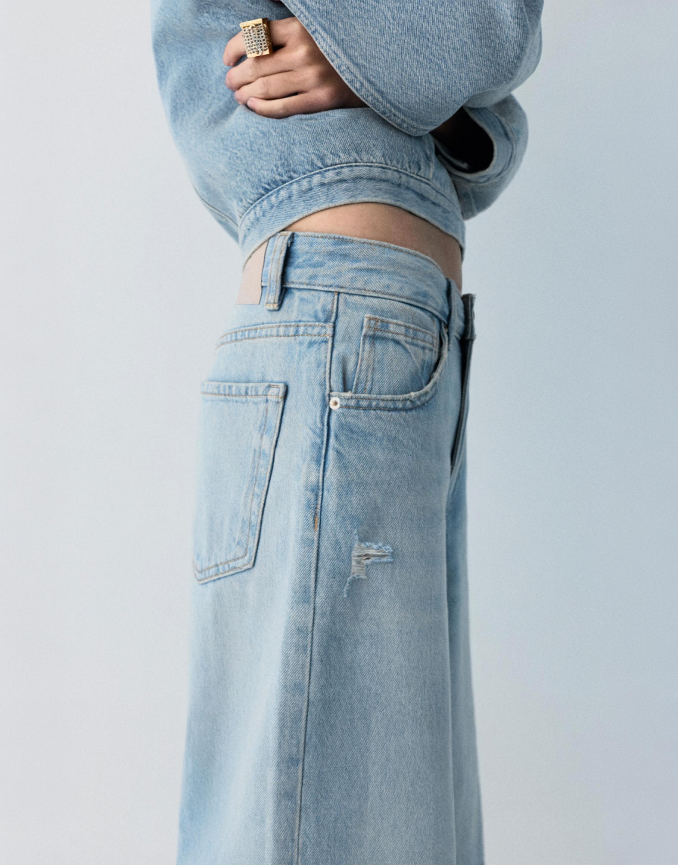 Düşük bel denim şort - Görsel 28