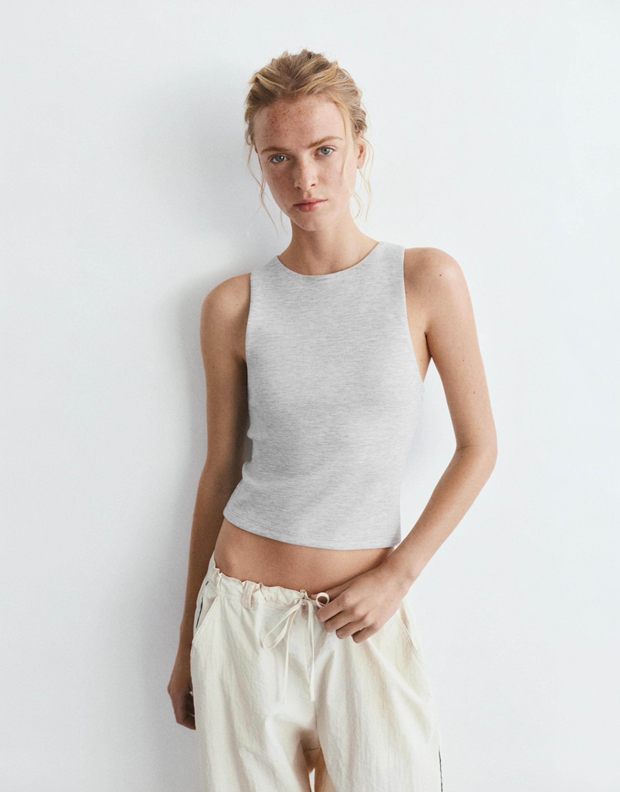 Soft-touch tank top — Grey marl