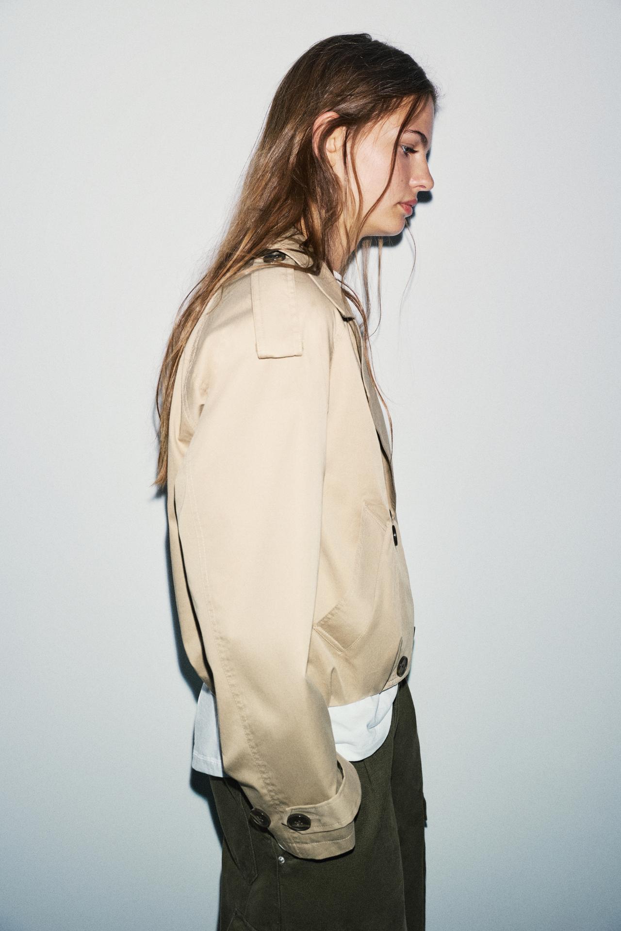 Balloon-fit short trench coat — Sand