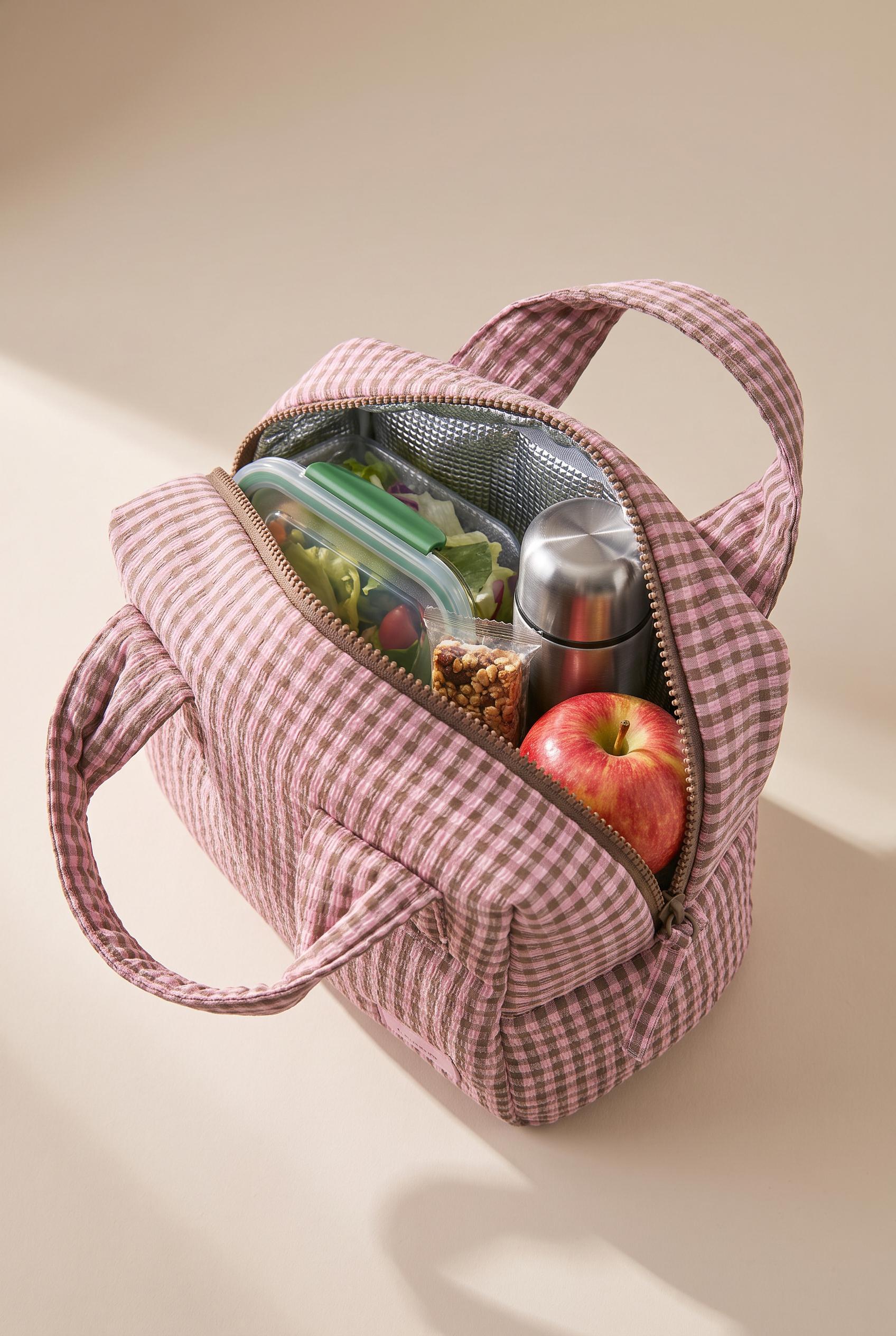 Gingham lunch bag — Pink