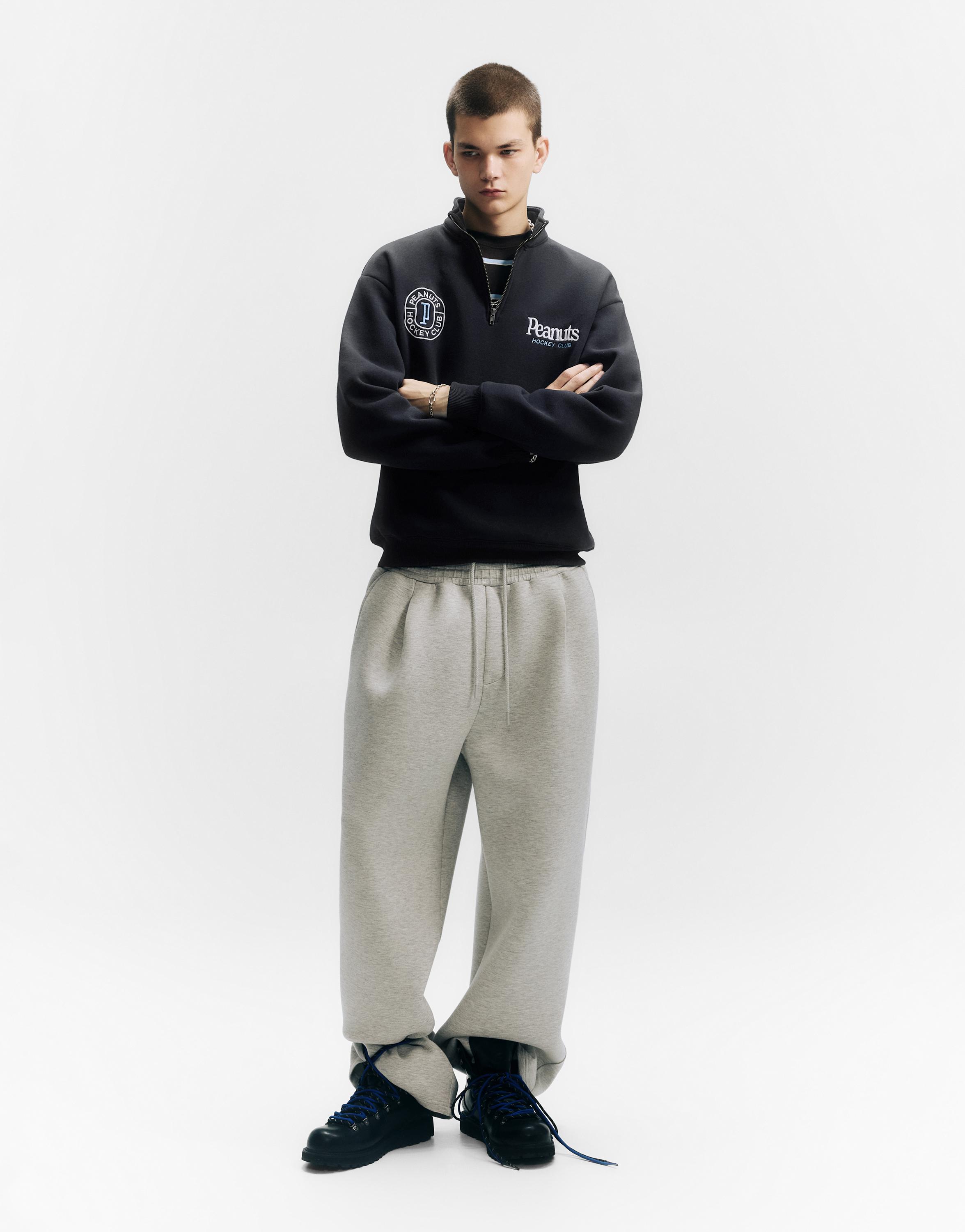 Fermuarlı dik yaka Peanuts sweatshirt - Görsel 6