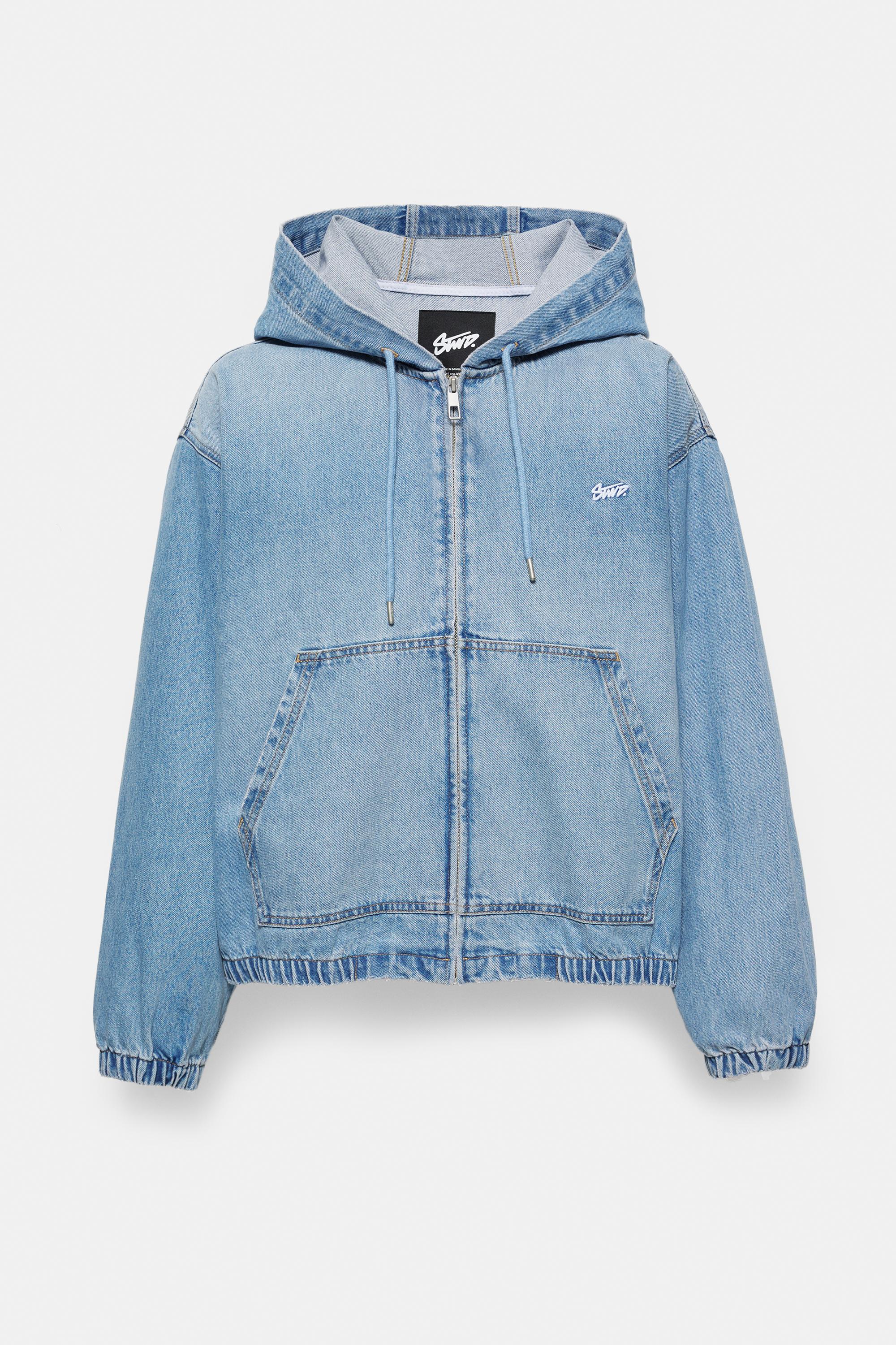STWD zip-up hooded jacket — Medium blue (alternate view)