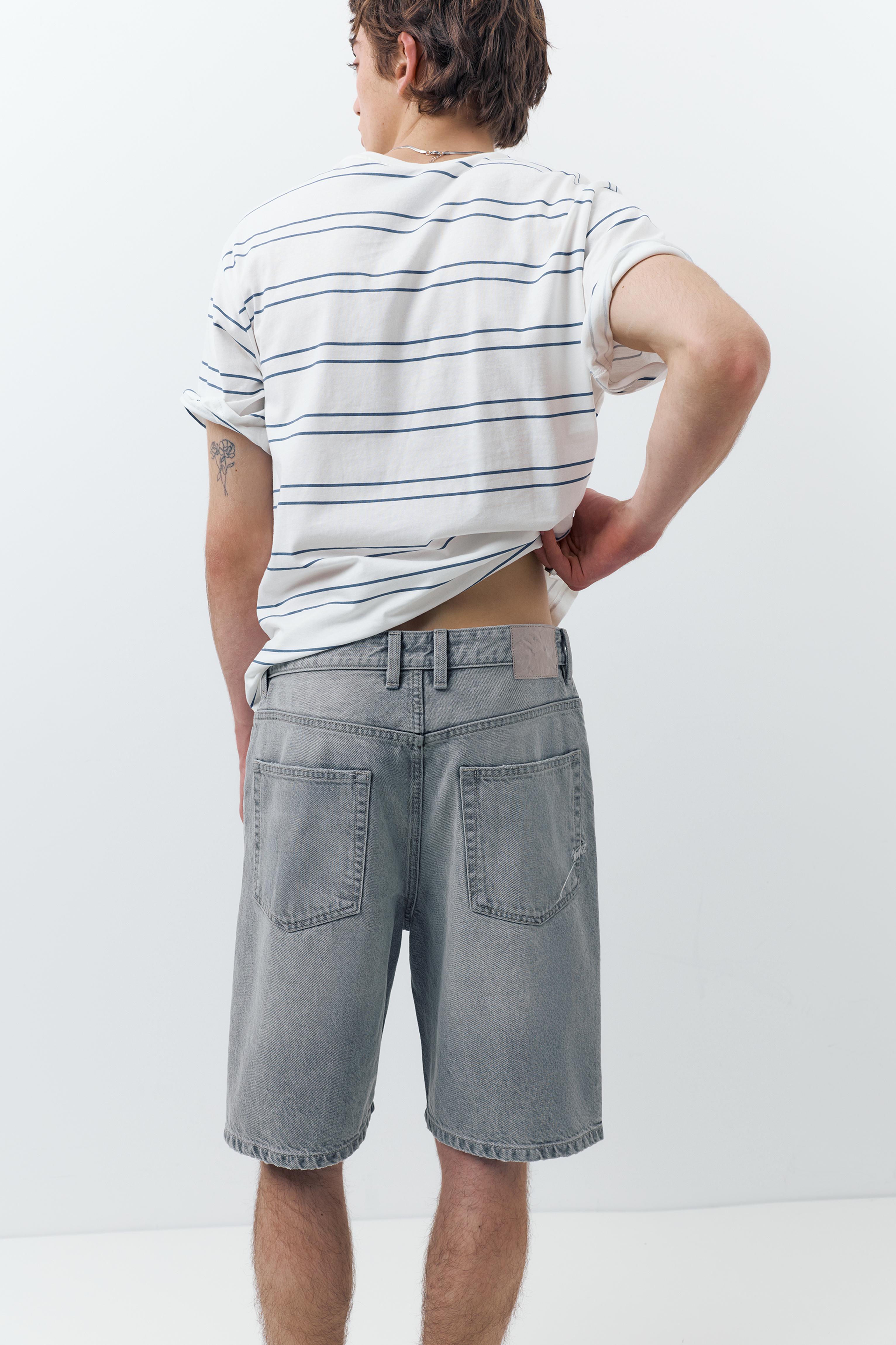 Baggy denim Bermuda shorts — Dark grey