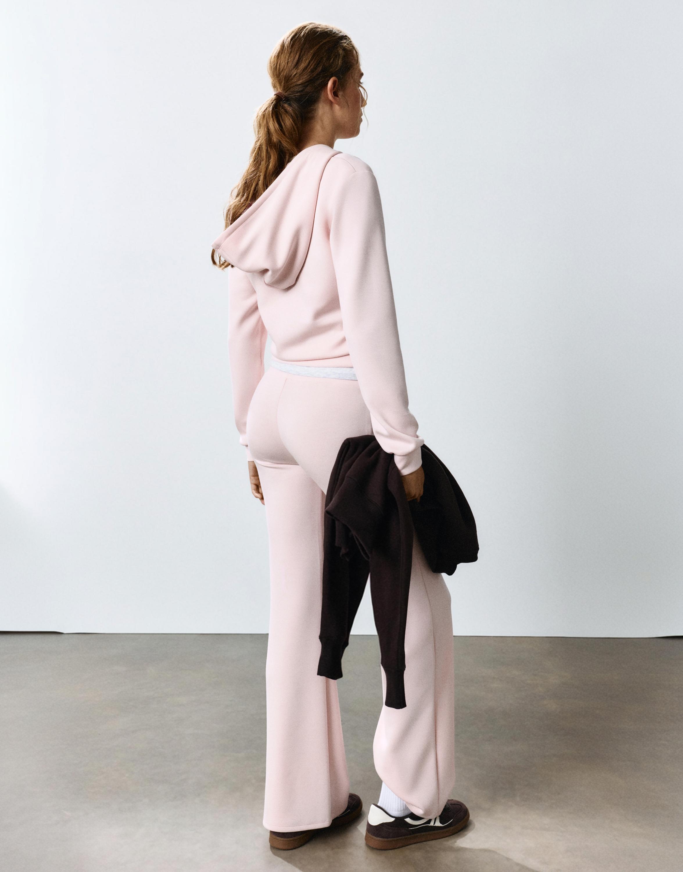 Zip-up hooded sweatshirt — Pastel pink