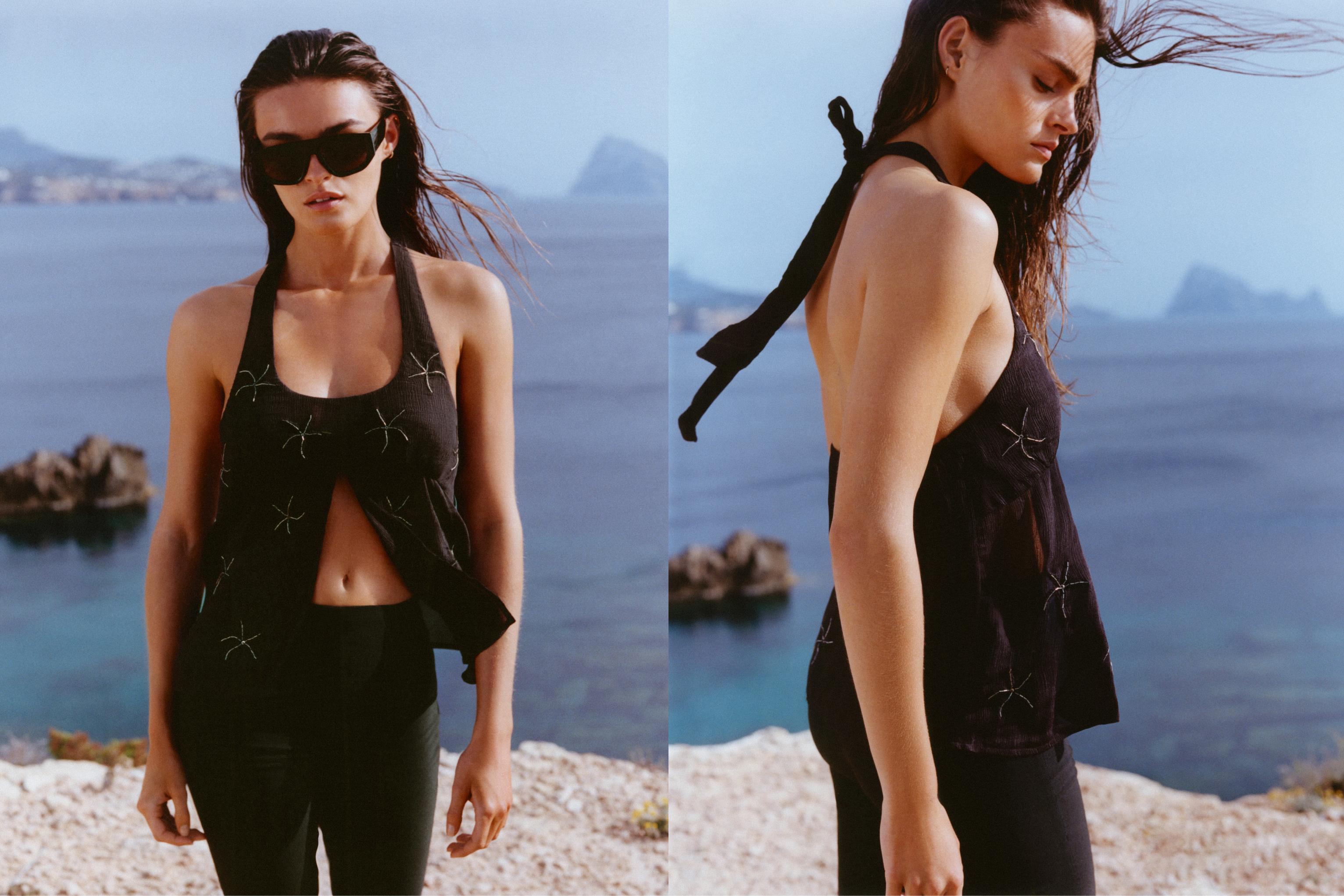 Beaded halter top — Brown