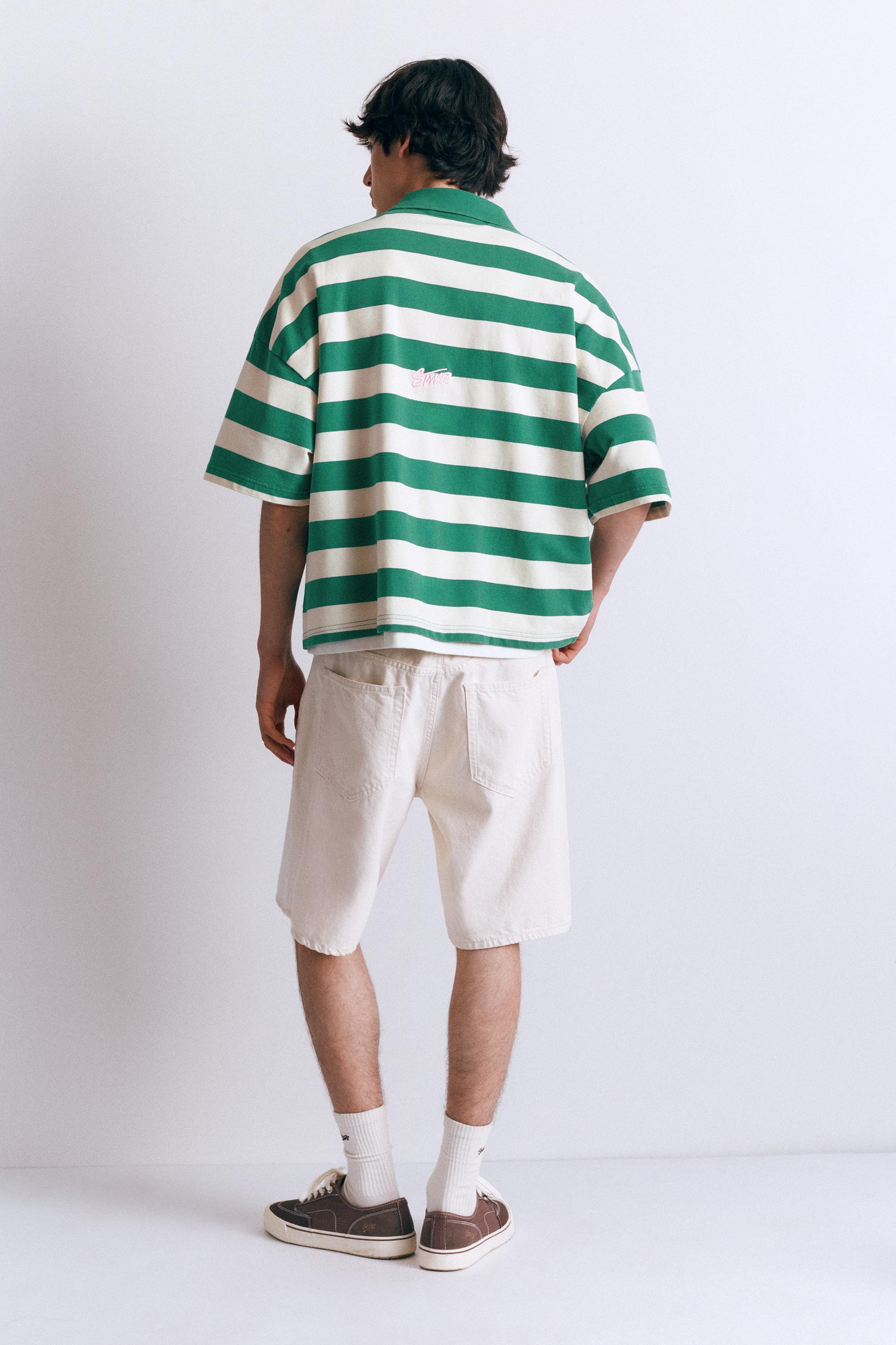 Çizgili boxy polo t-shirt - Görsel 18