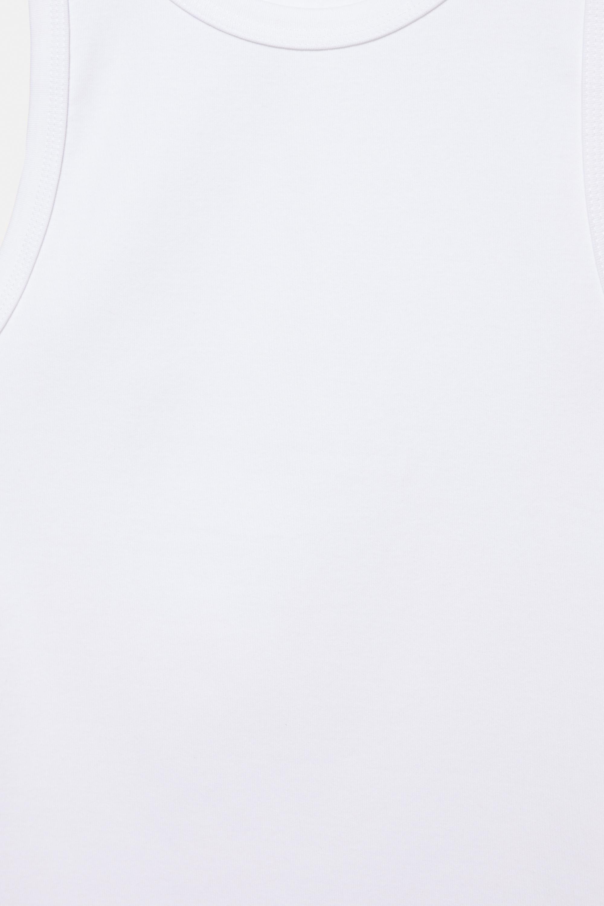 Round neck tank top — White