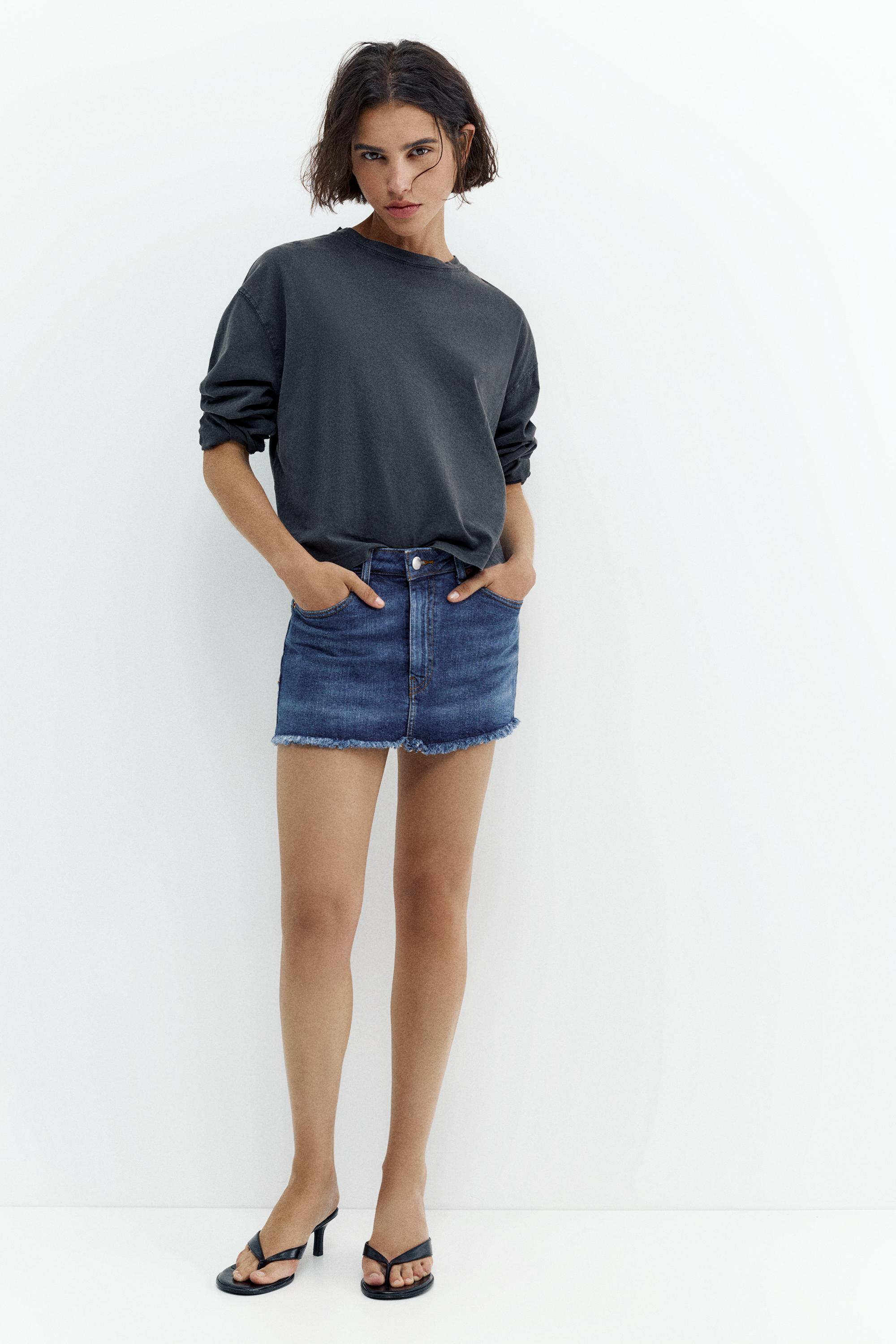 Denim skort — Dark blue