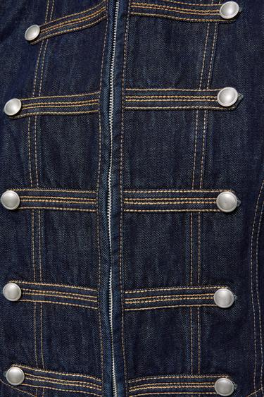 Denim frog fastening jacket — Navy 8