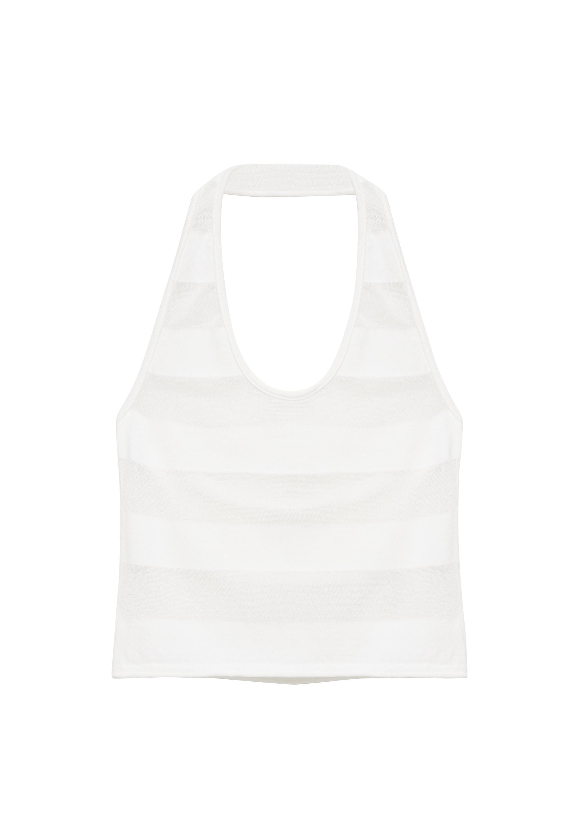 Sheer halter top — Ecru