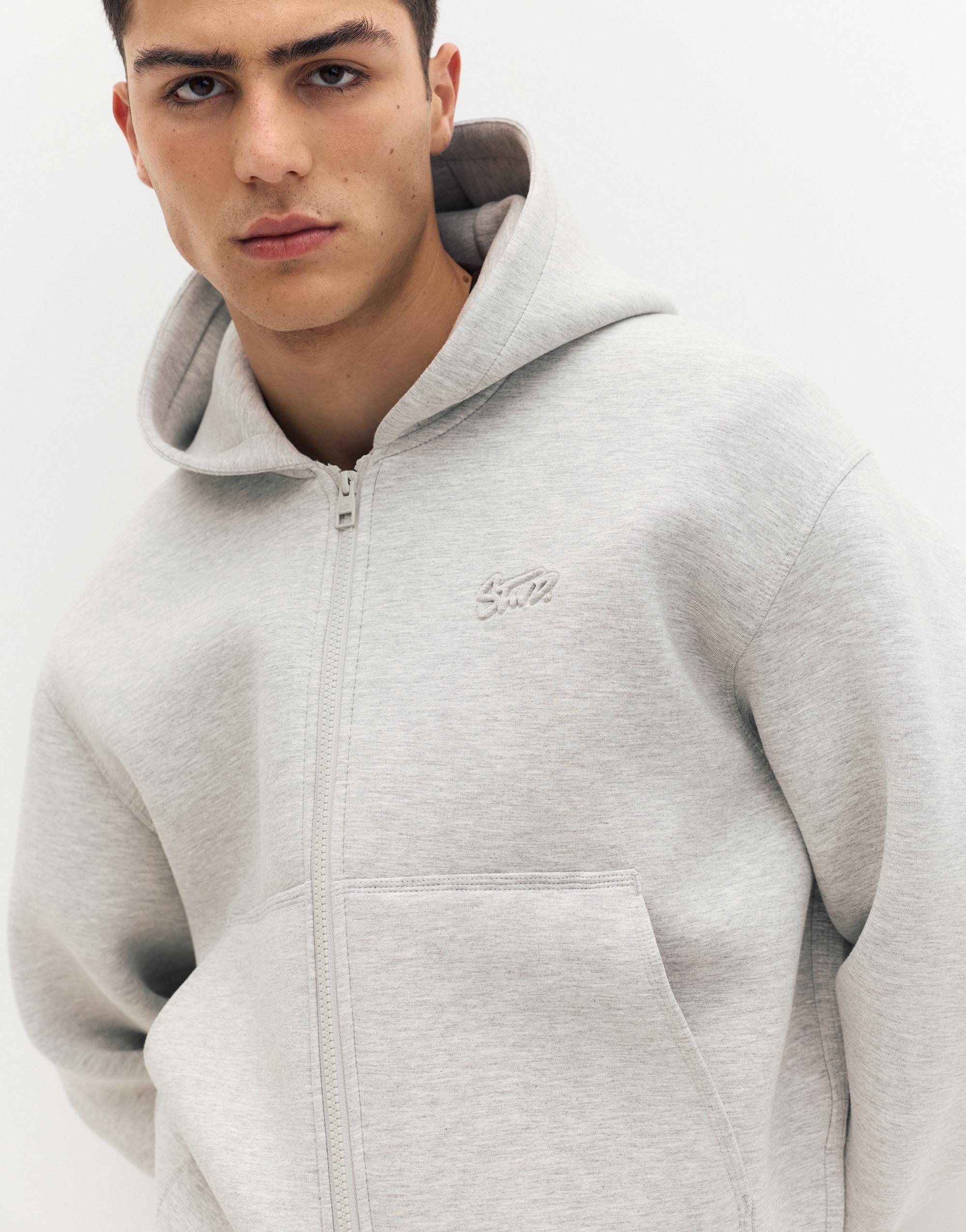 Neoprene-effect hoodie — Grey