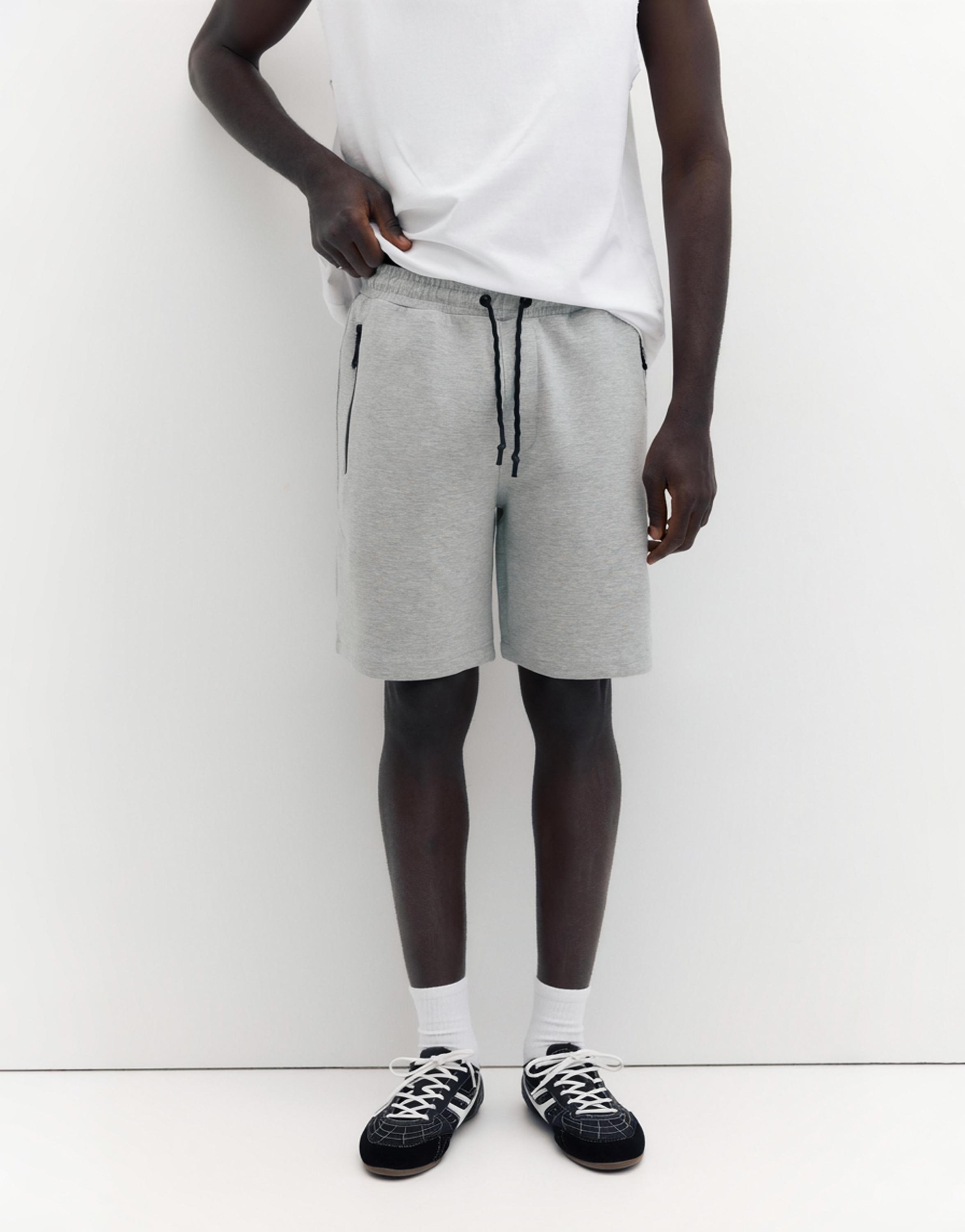 Regular fit jogger Bermuda shorts — Grey marl