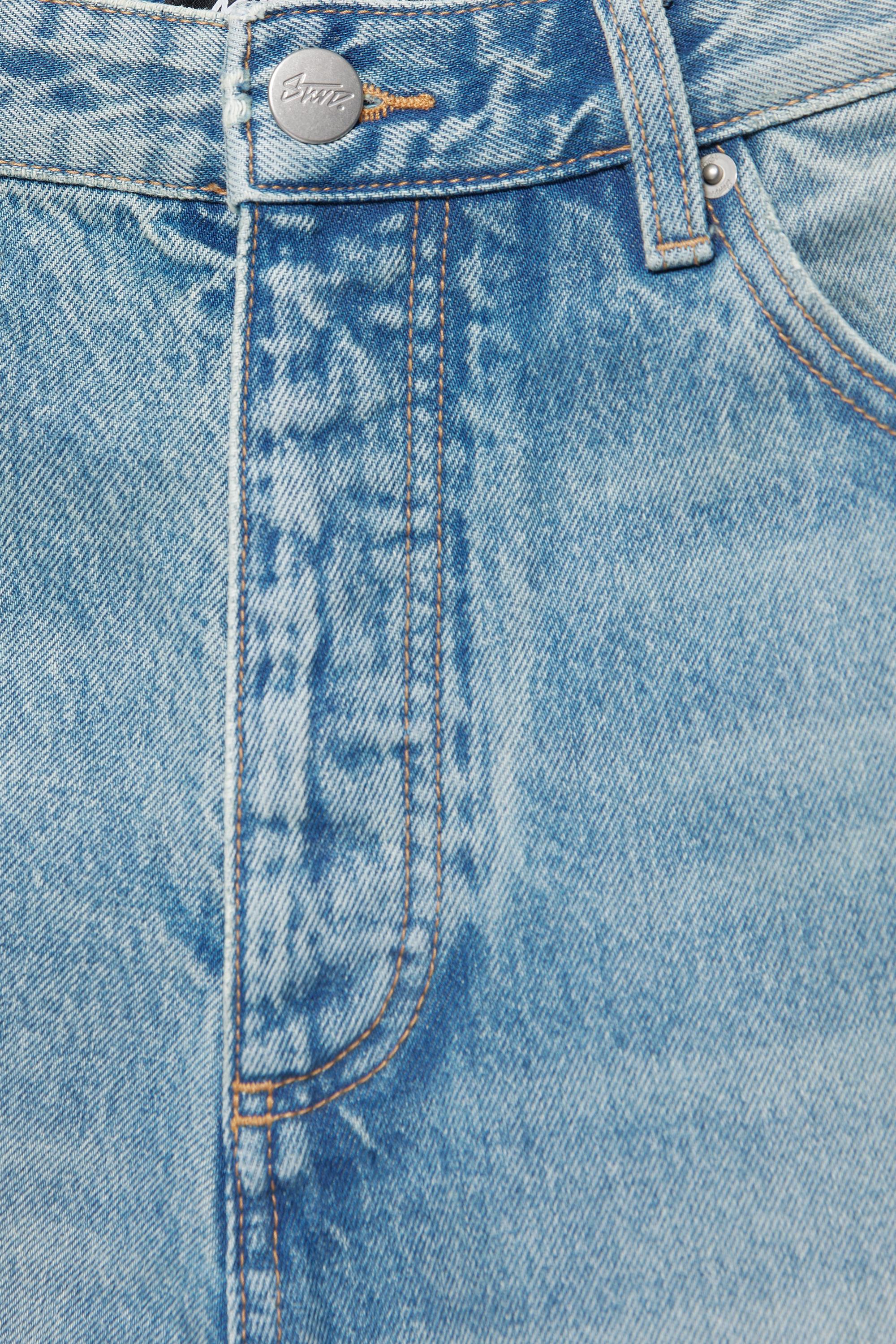 Relaxed fit denim Bermuda shorts with stars — Medium blue