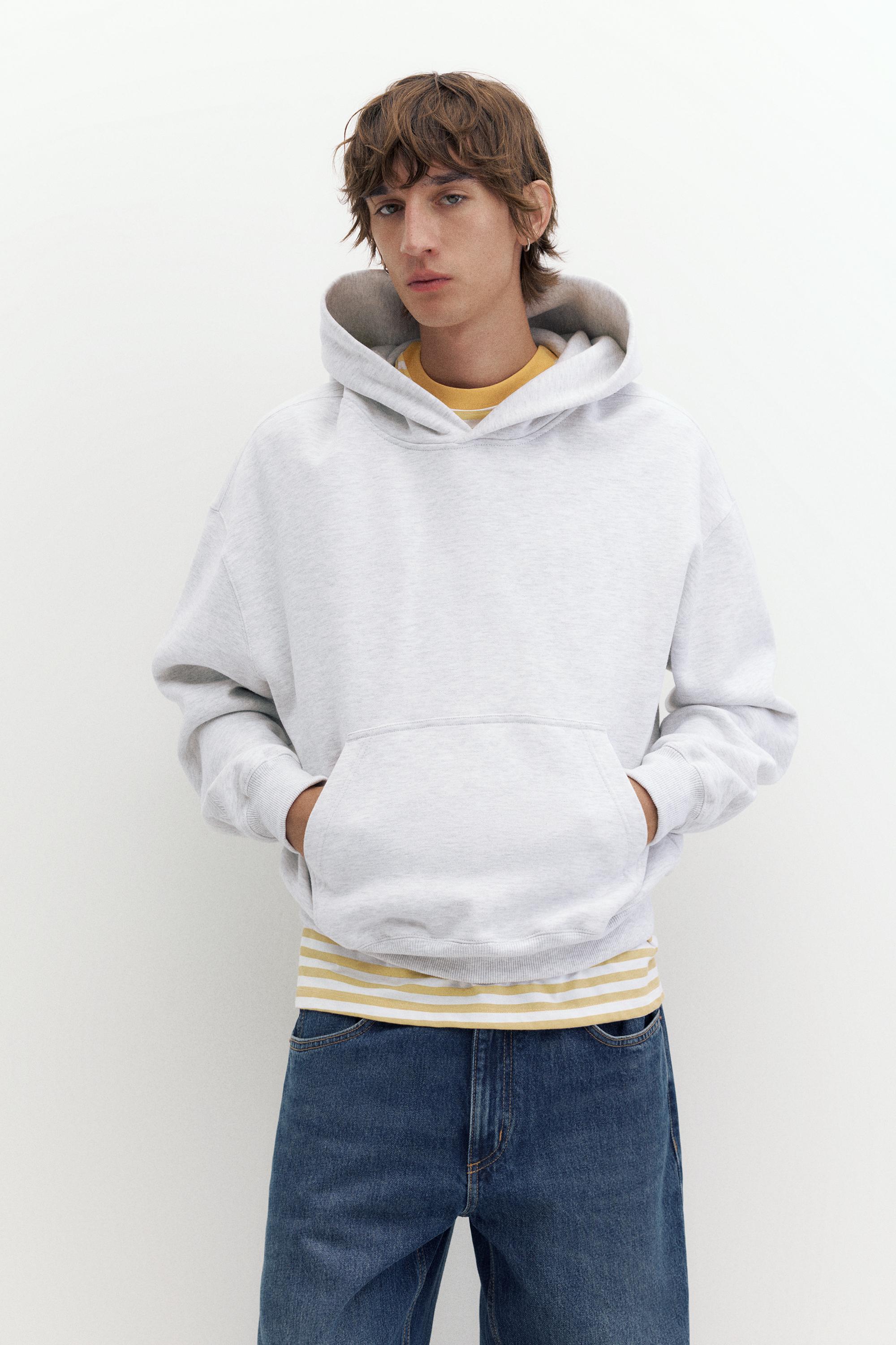 STWD boxy-fit logo hoodie — Pale marl
