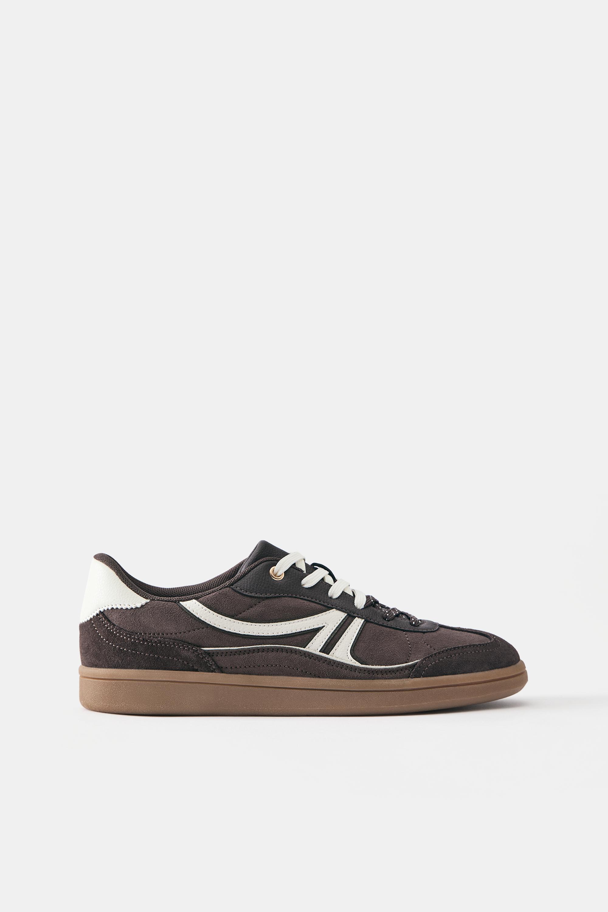 Lace-up retro trainers — Brown