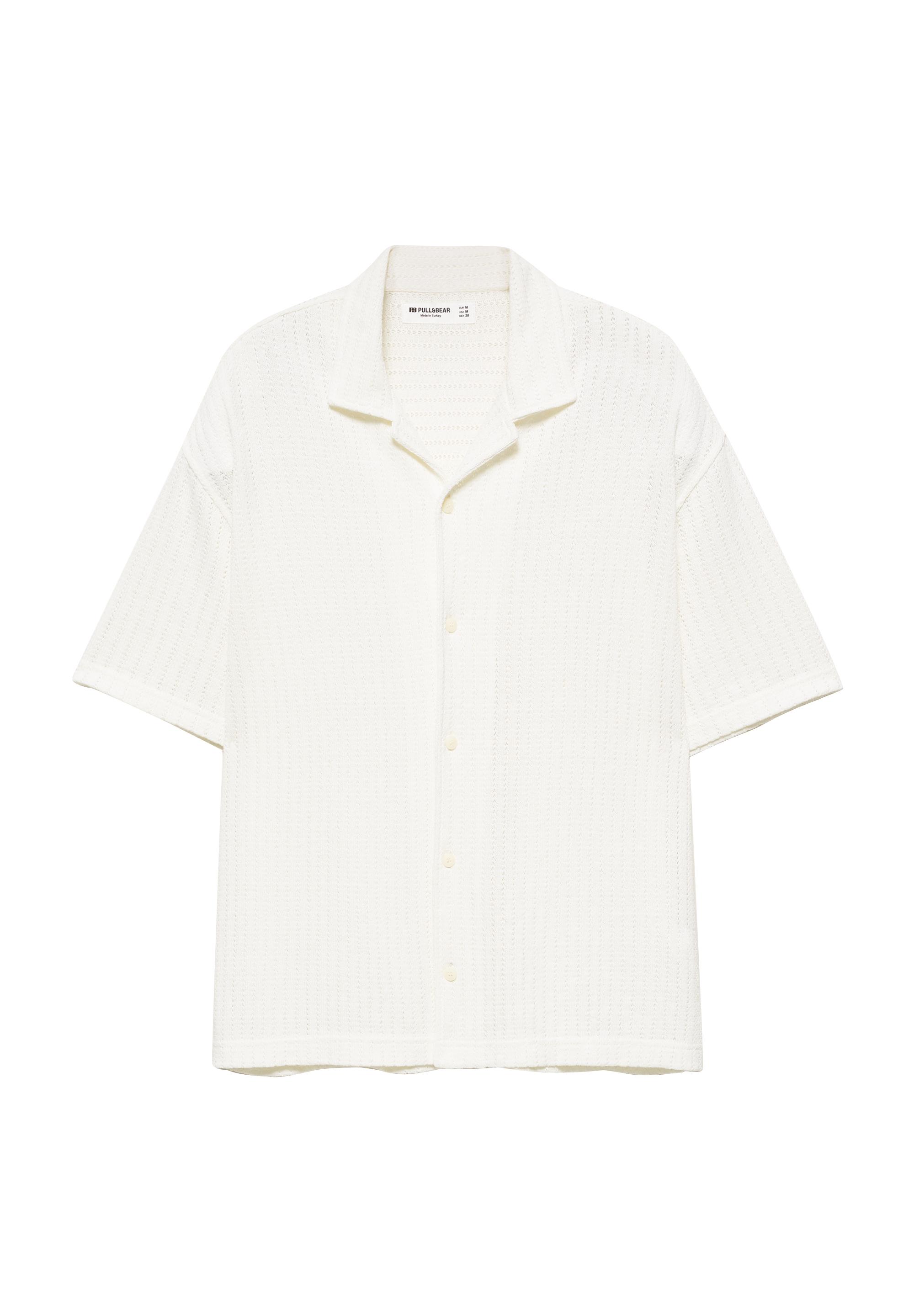 Short sleeve cutwork shirt — White tones