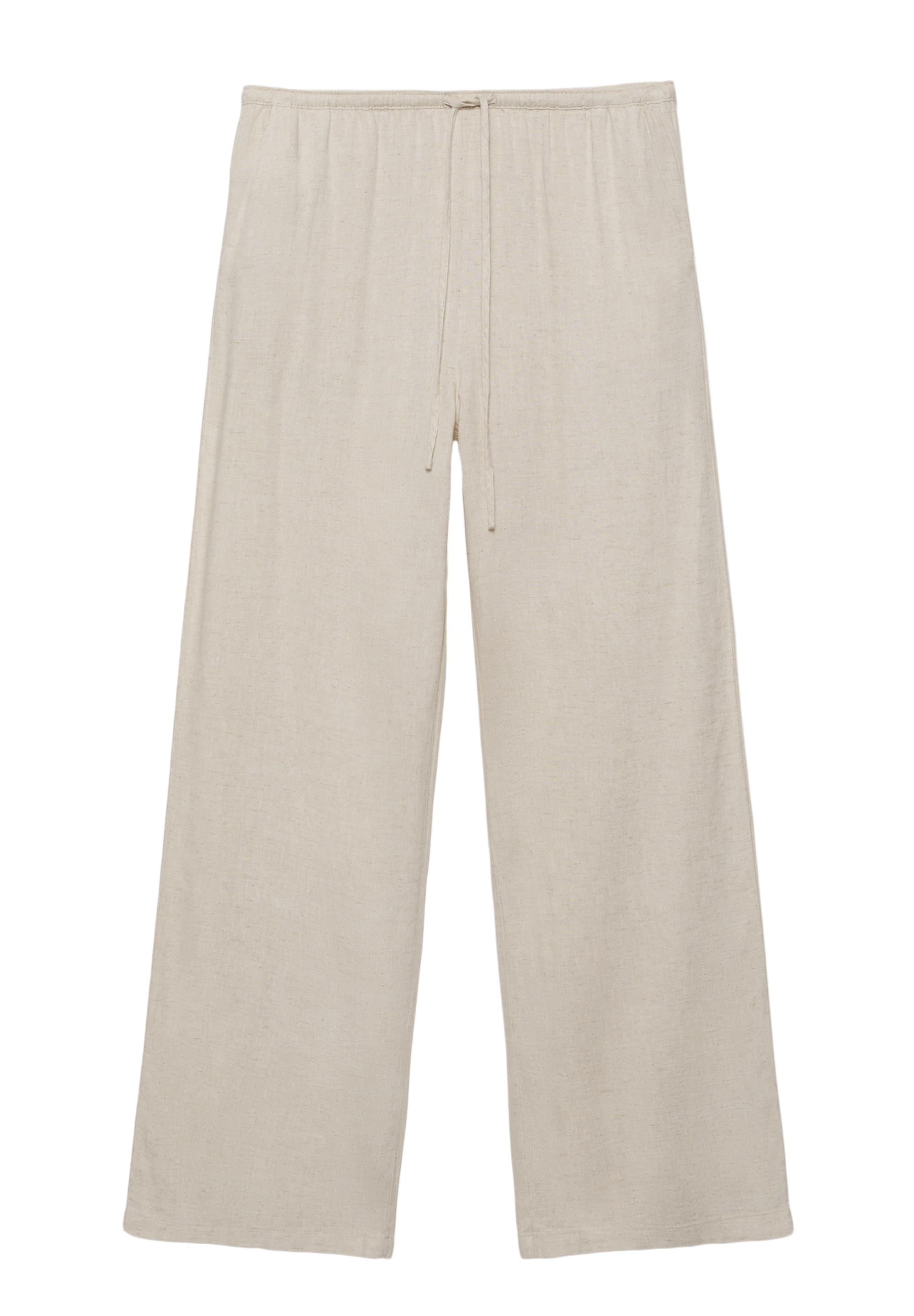 Flowy trousers with linen — Beige